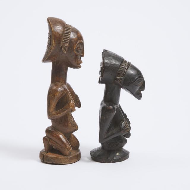 Two Luba Maternity Figures, Democratic Republic of Congo, Central Africa, late 20th century
