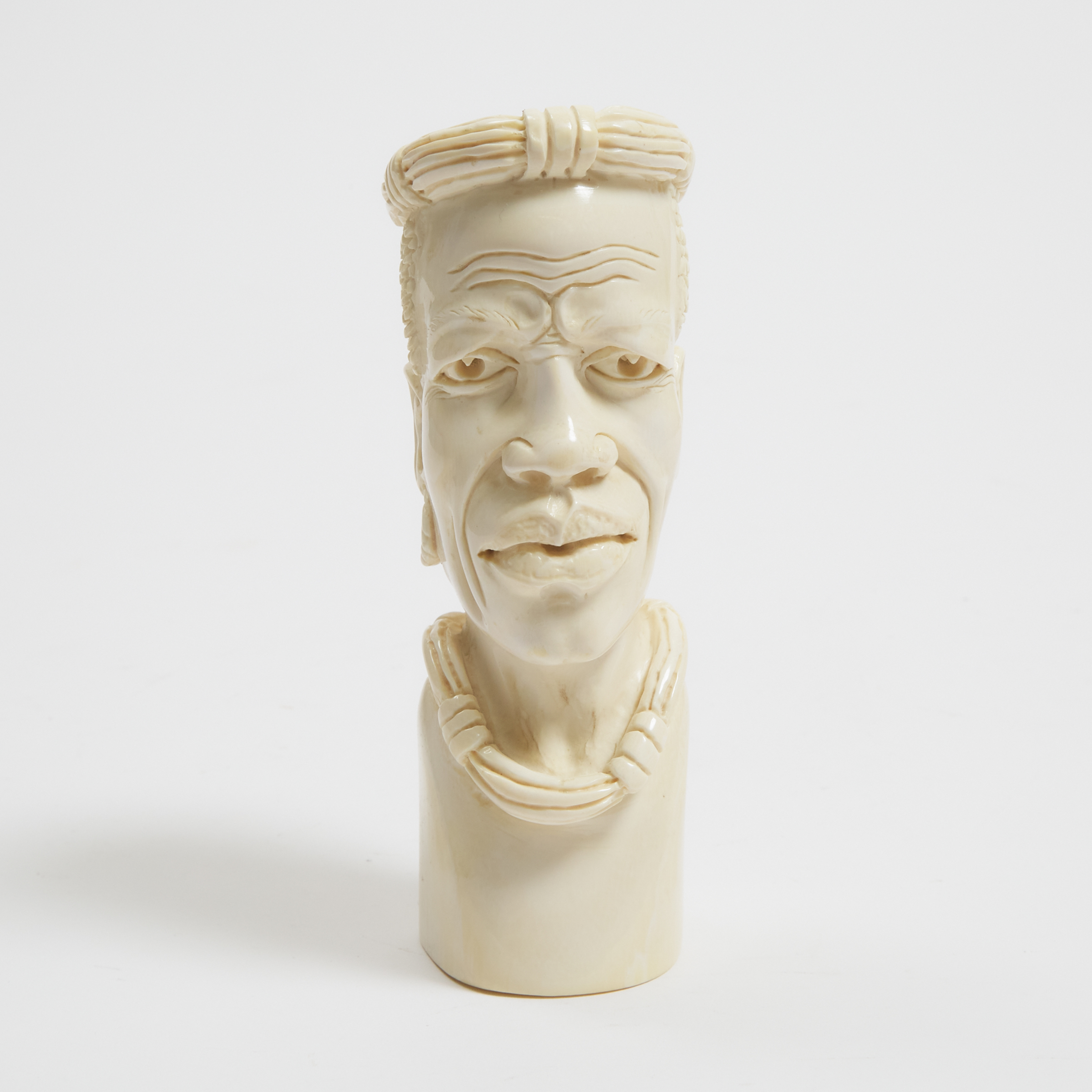 African Carved Ivory Male Bust, mid 20th century