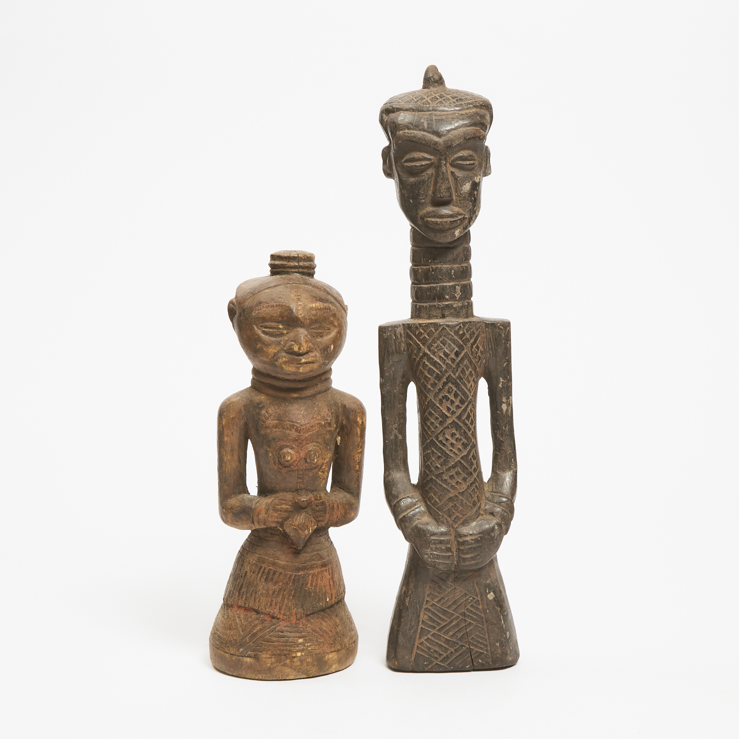 Two Kuba/Lulua Figures, Democratic Republic of Congo, Central Africa, 20th century