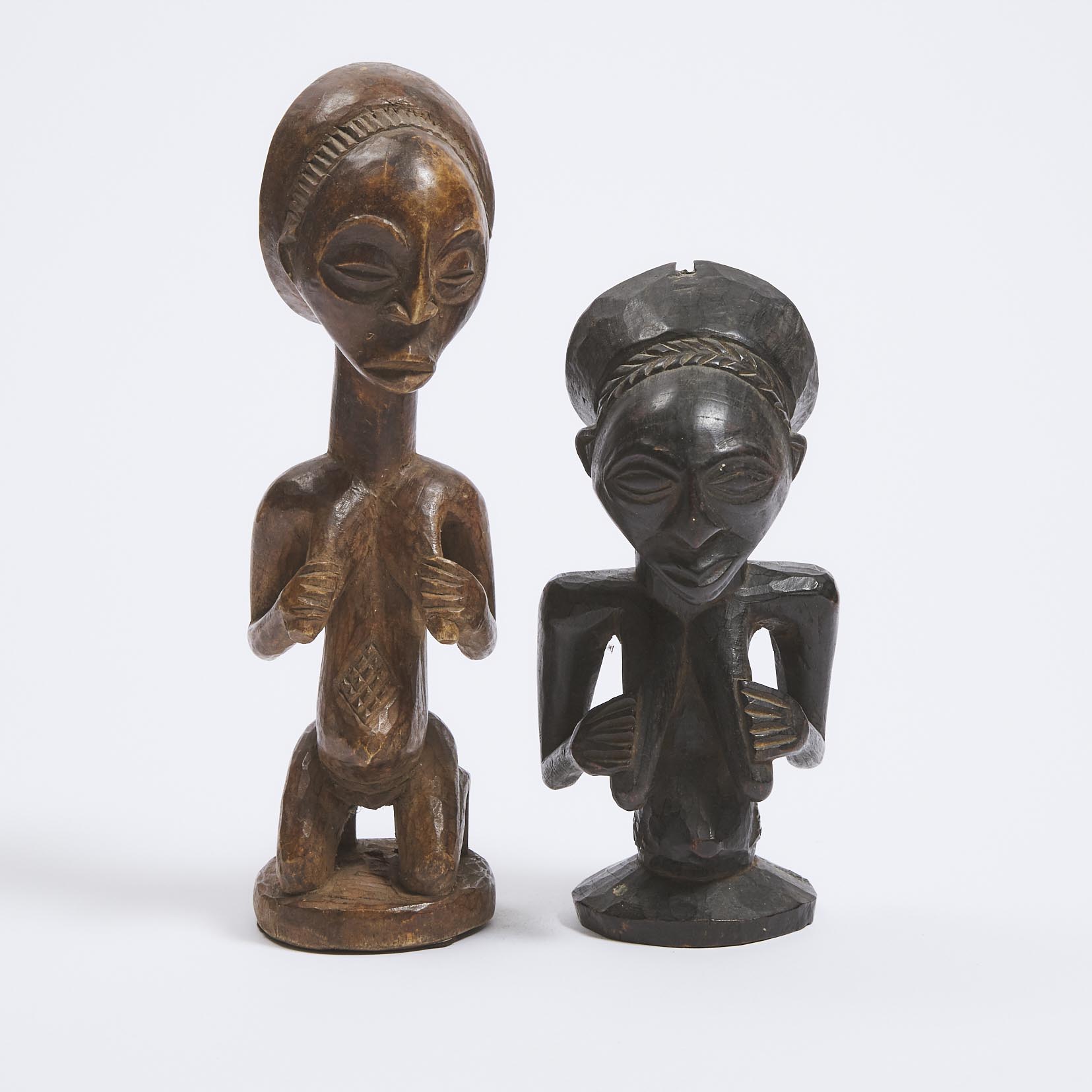 Two Luba Maternity Figures, Democratic Republic of Congo, Central Africa, late 20th century