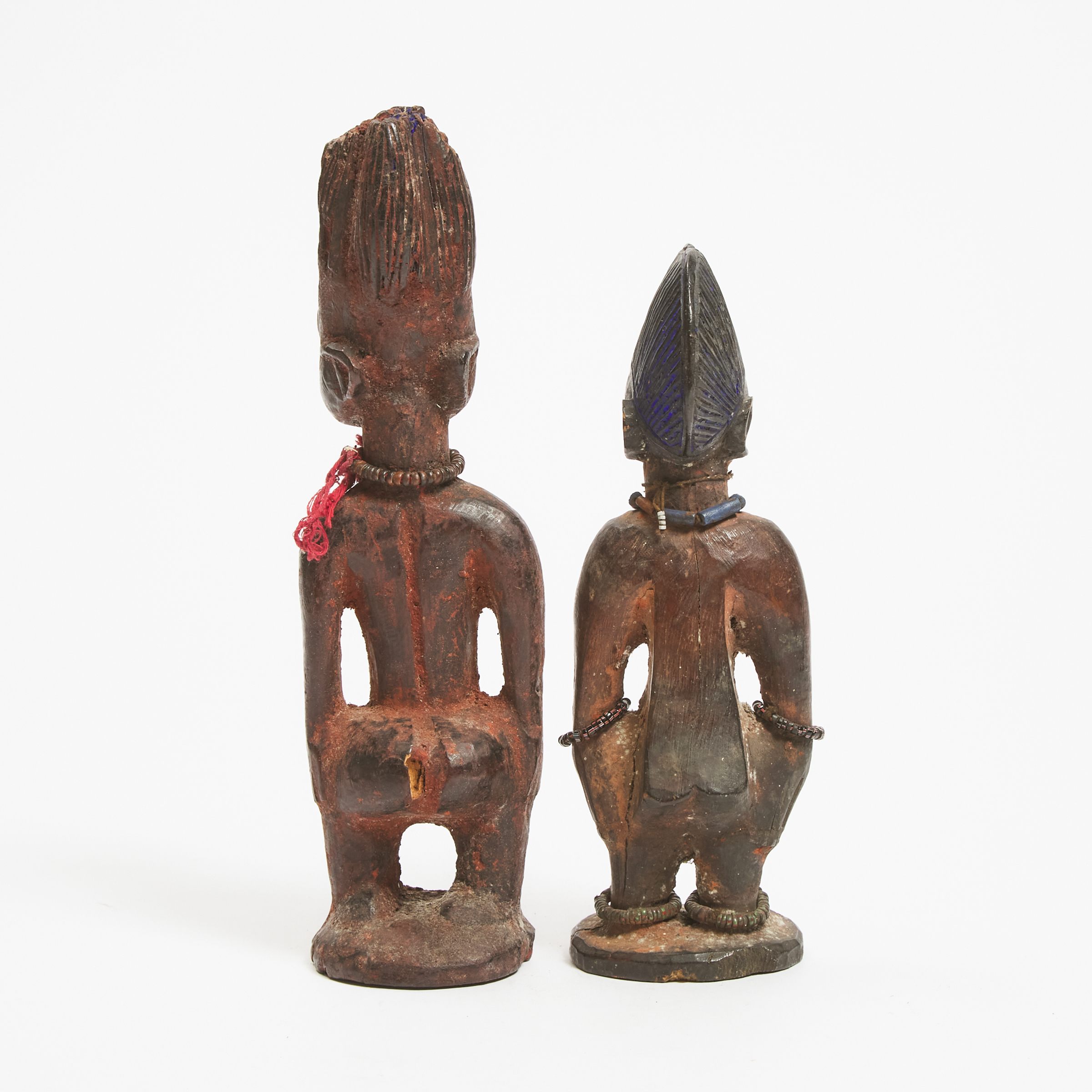 Two Yoruba Ibeji Figures, Nigeria, West Africa, early to mid 20th century