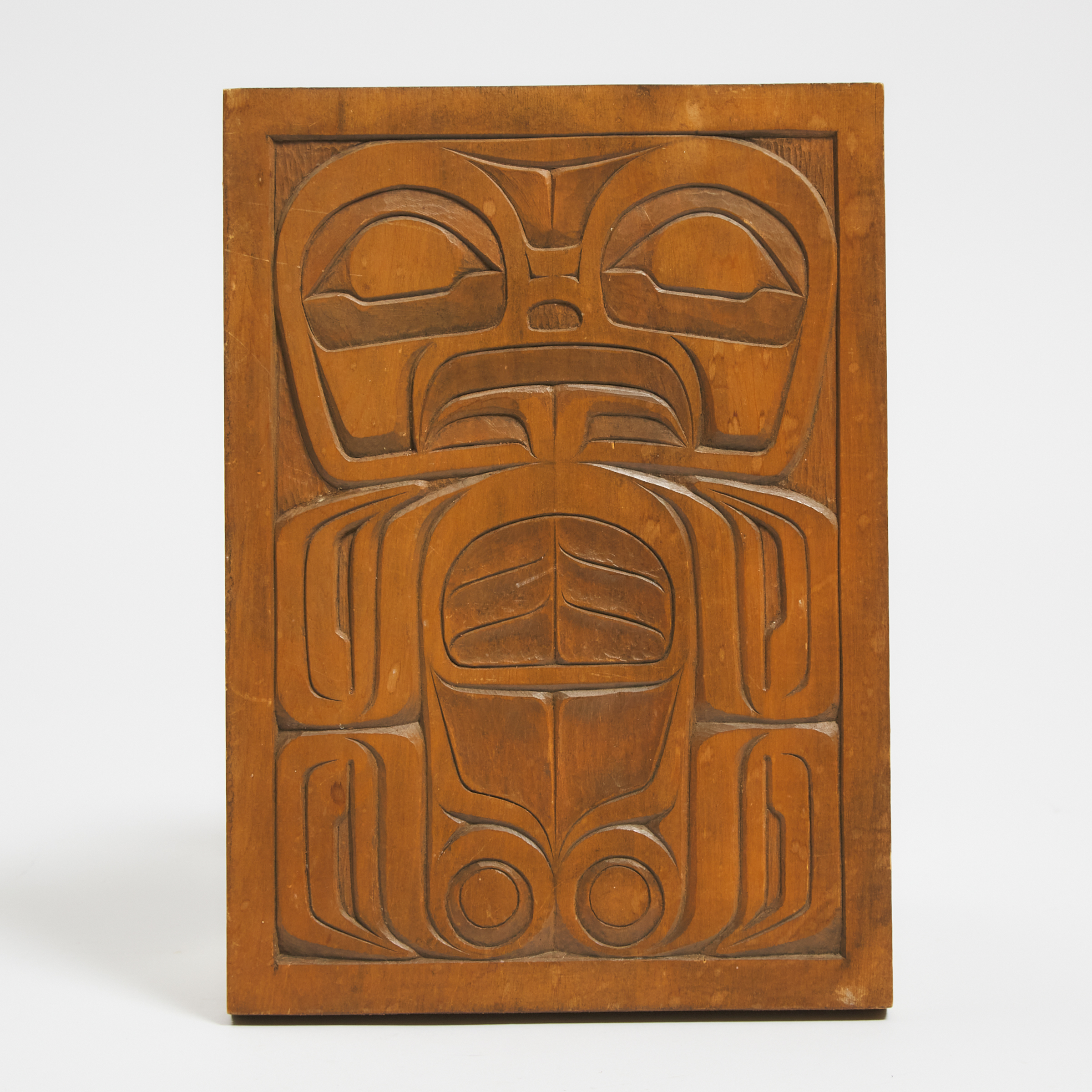Haida Relief Carved Cedar Wall Plaque by TW, late 20th century