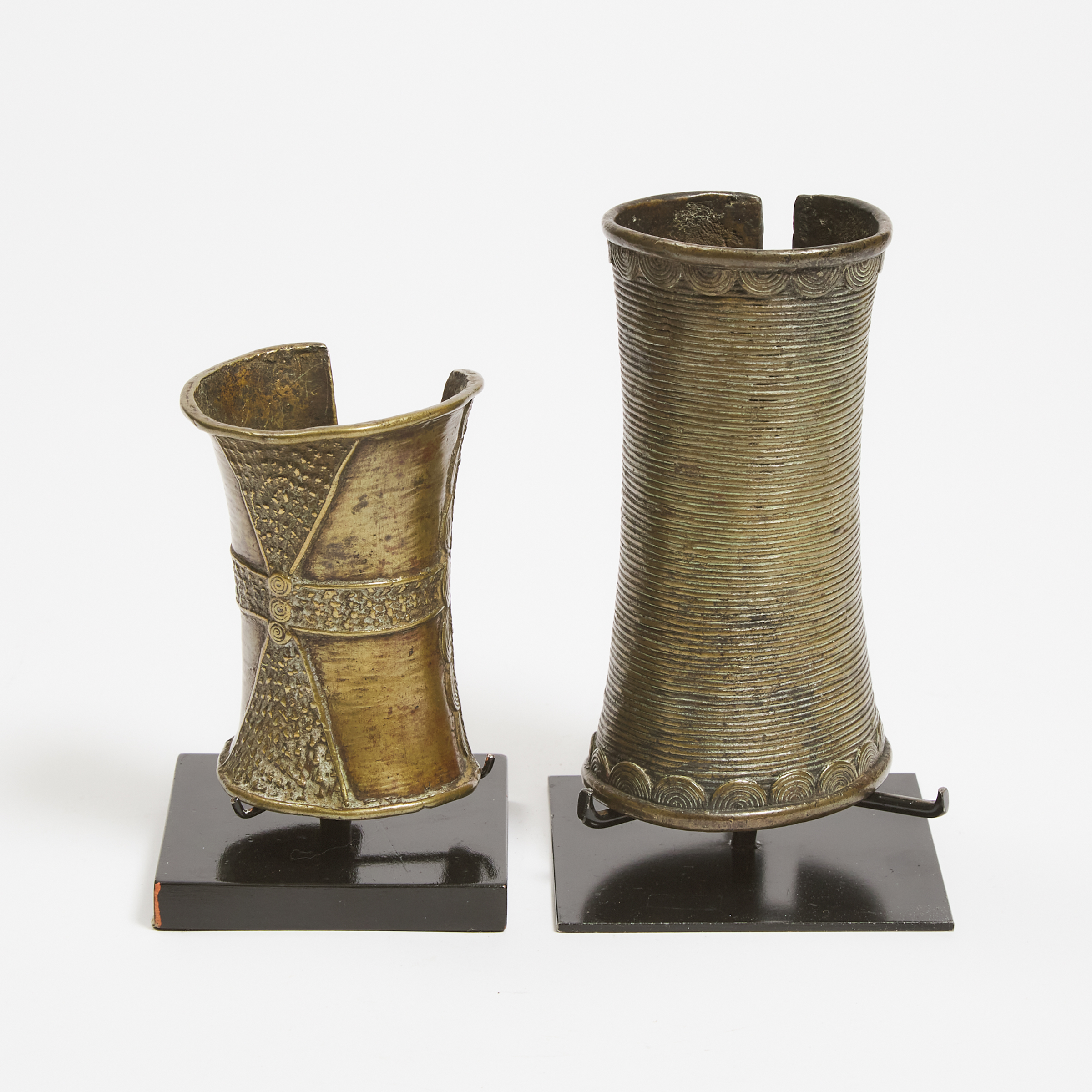 Two West African Bronze Ankle/Wrist Cuffs, possibly Gurunsi, Ghana/Burkina Faso, late 19th to early 20th century