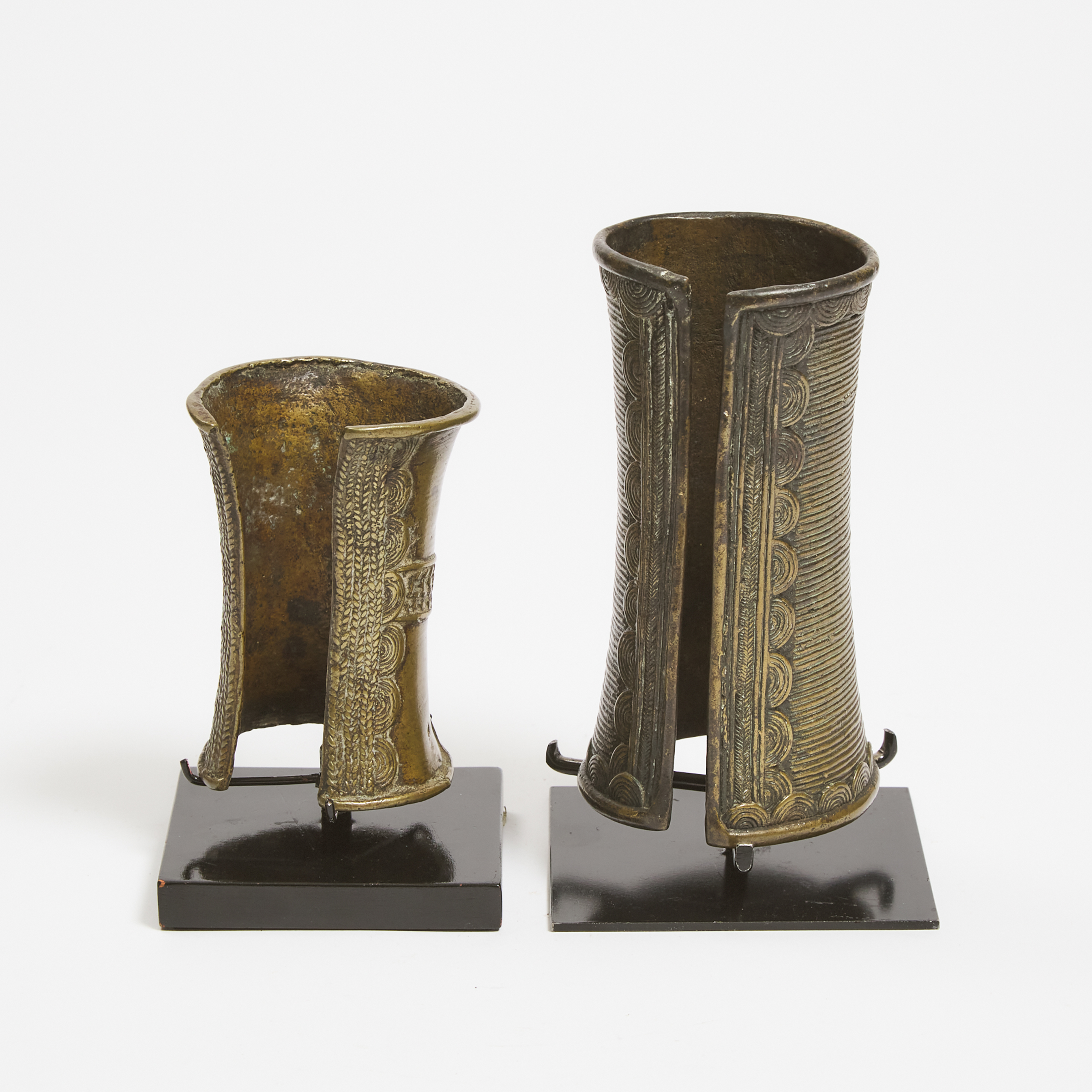 Two West African Bronze Ankle/Wrist Cuffs, possibly Gurunsi, Ghana/Burkina Faso, late 19th to early 20th century