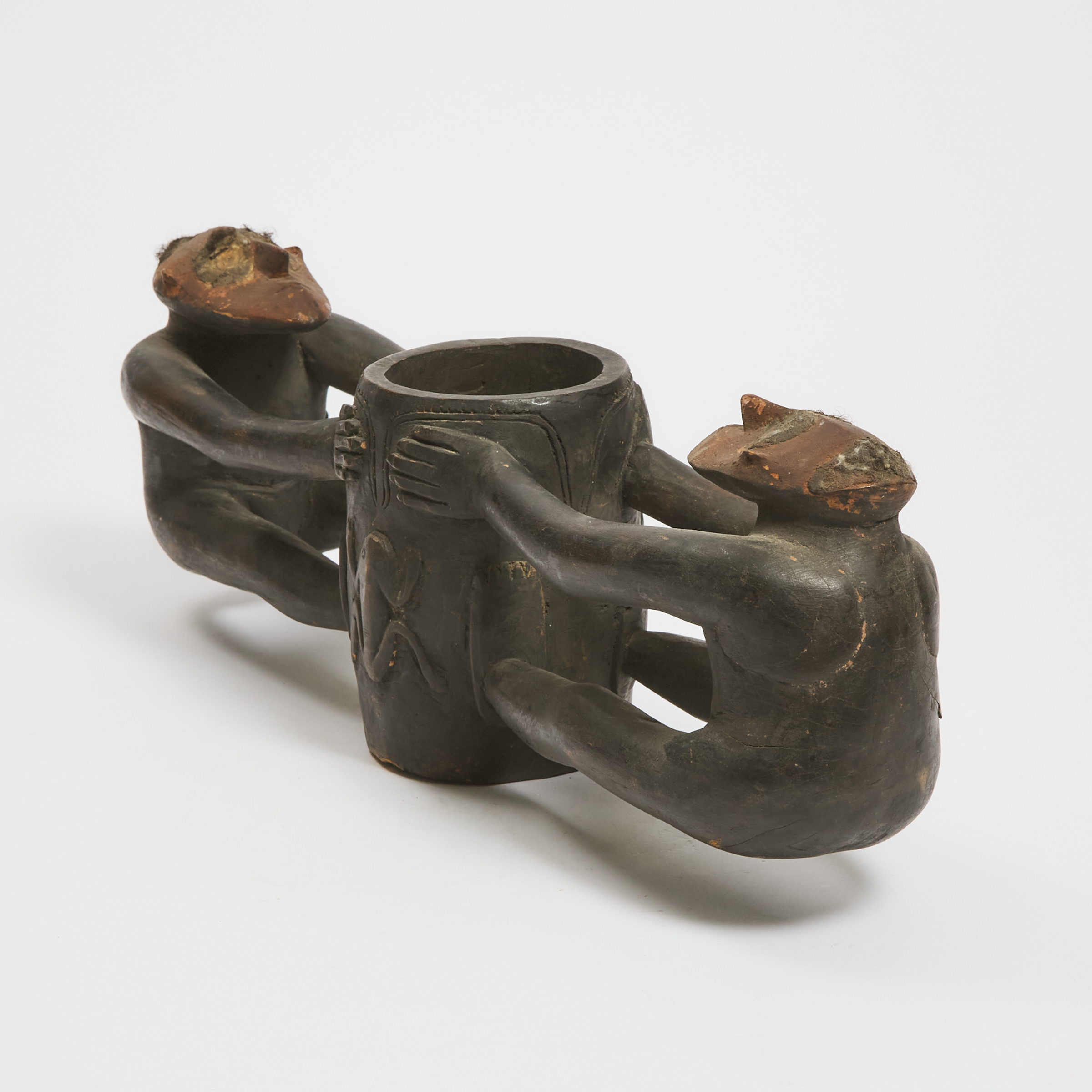 Papua New Guinea Figural Vessel, possibly a mortar, 20th century