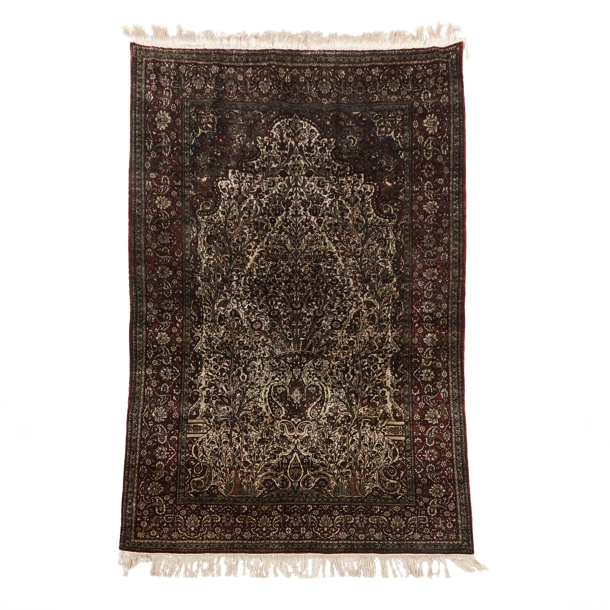 Very Fine Kashan Silk Prayer Rug, Persian, c.1920/30