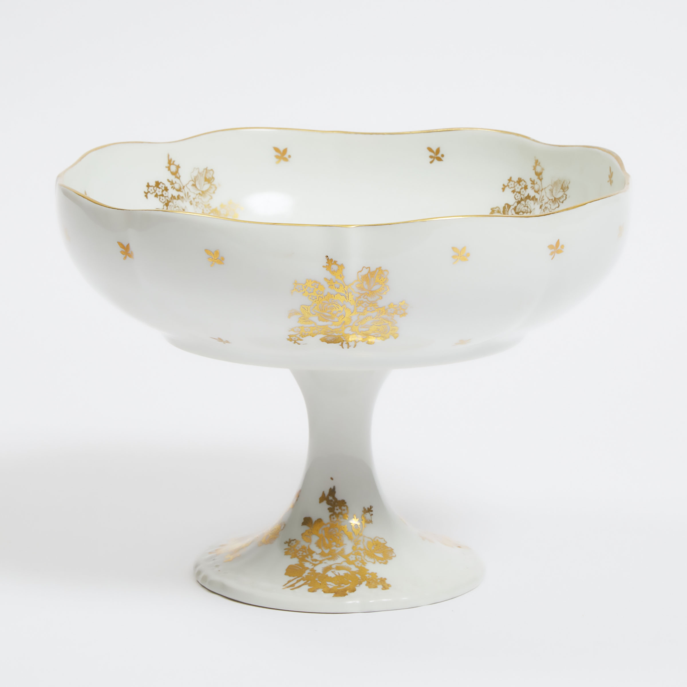 French Porcelain Pedestal Footed Comport, 20th century
