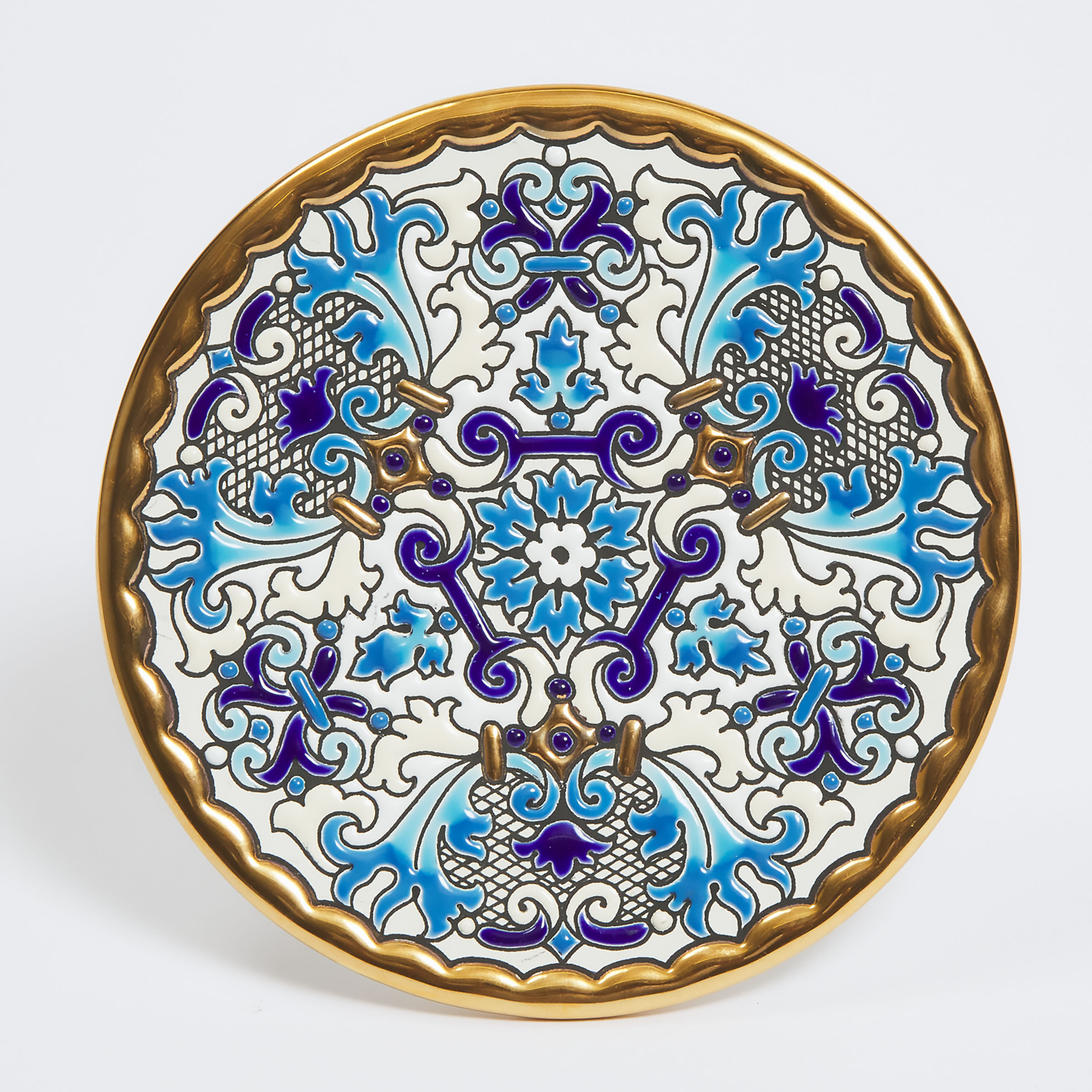 Cearco Enameled and Gilt Pottery Wall Plate