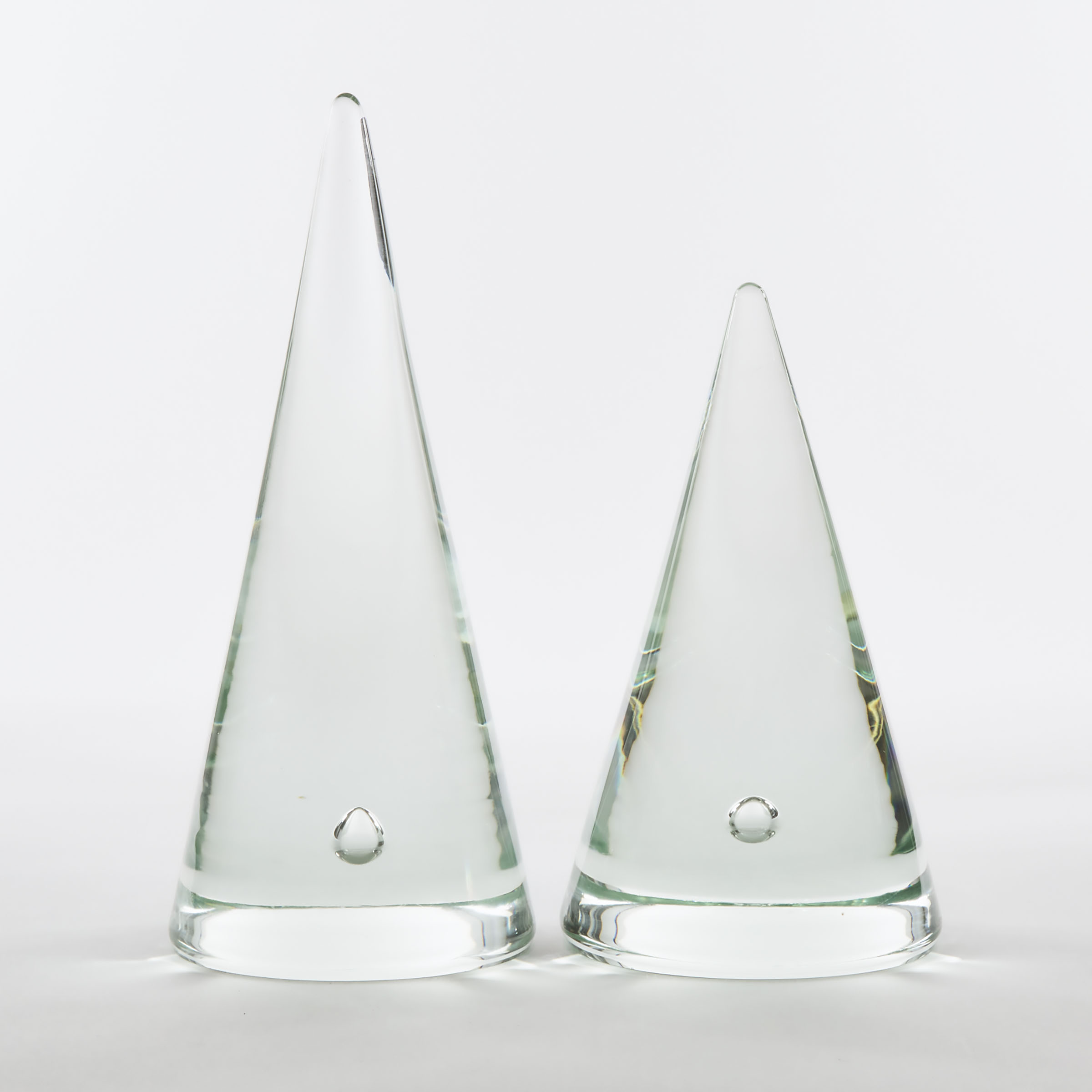 Two Glass Cone Sculptures, probably Murano, 1980s