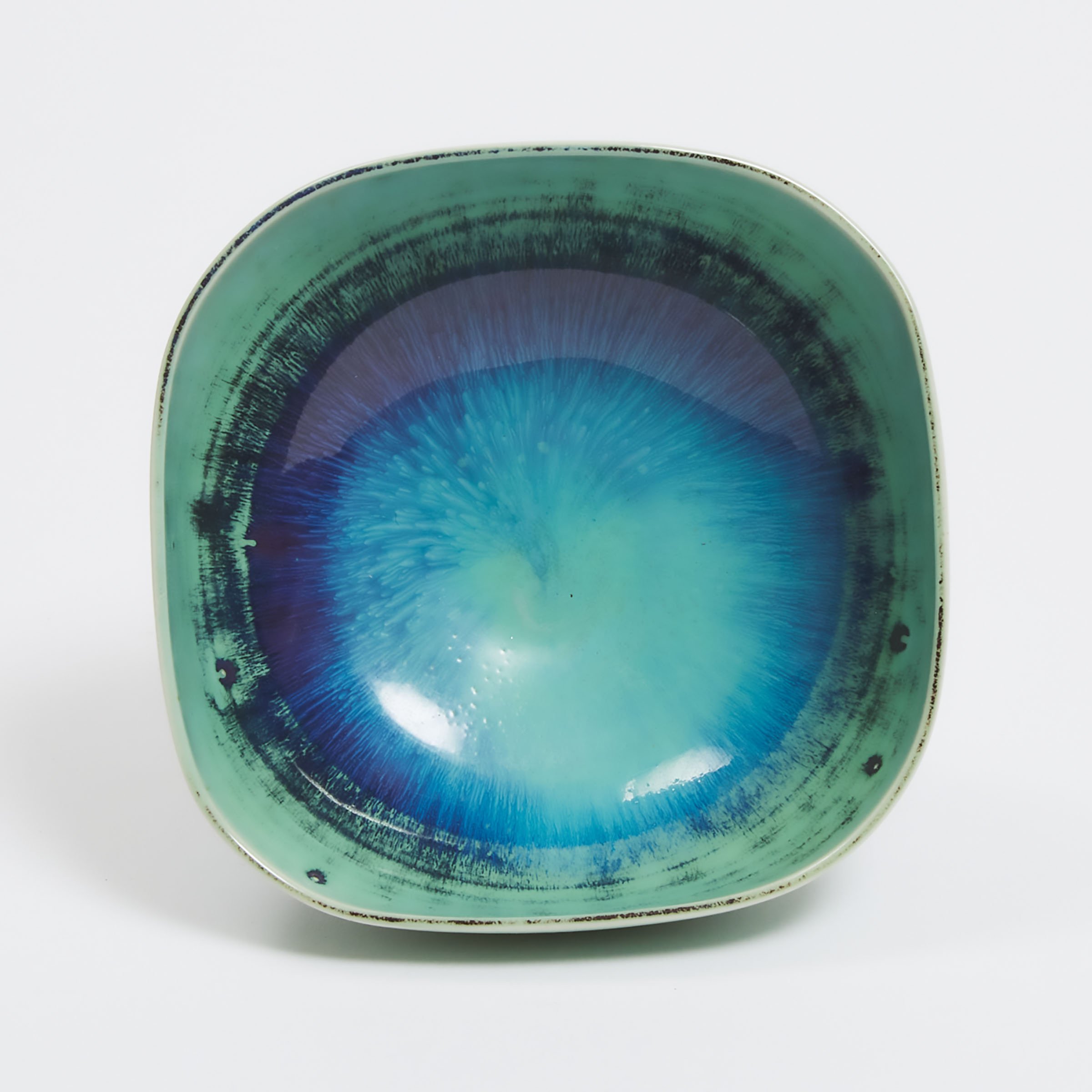 Gustavsberg Small Blue and Green Glazed Bowl, Berndt Friberg, mid-20th century