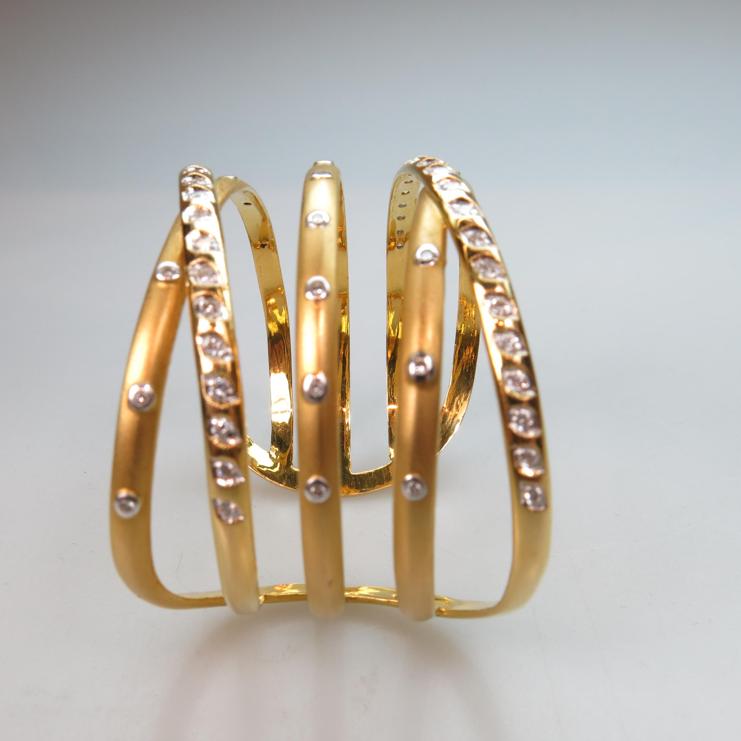 18k Yellow And White Gold Wide Open Cuff