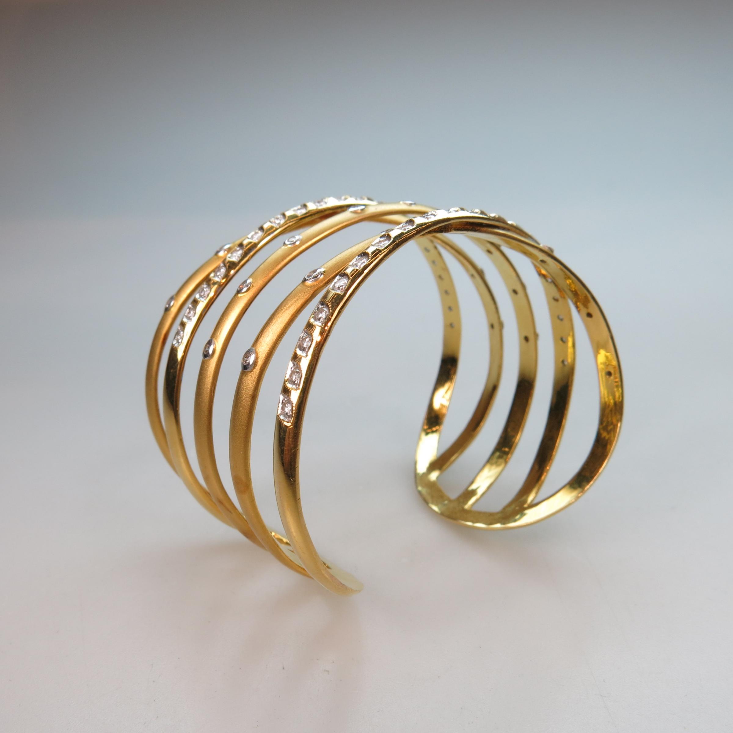 18k Yellow And White Gold Wide Open Cuff