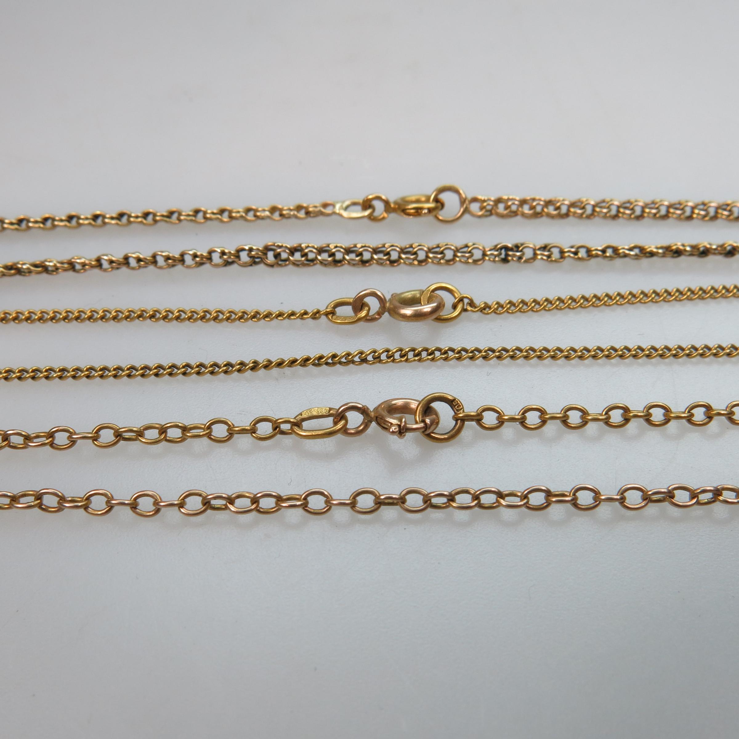 3 Russian 14k Yellow Gold Chains
