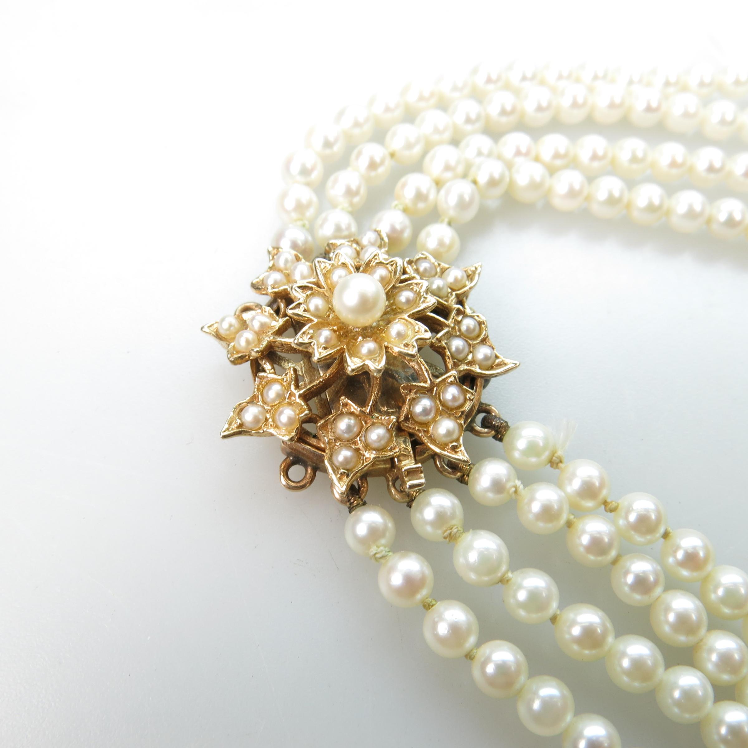 4 Strand Cultured Pearl Necklace