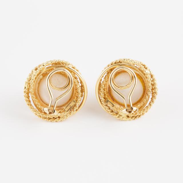 Pair Of Paash 18k Yellow Gold Clip-Back Button Earrings
