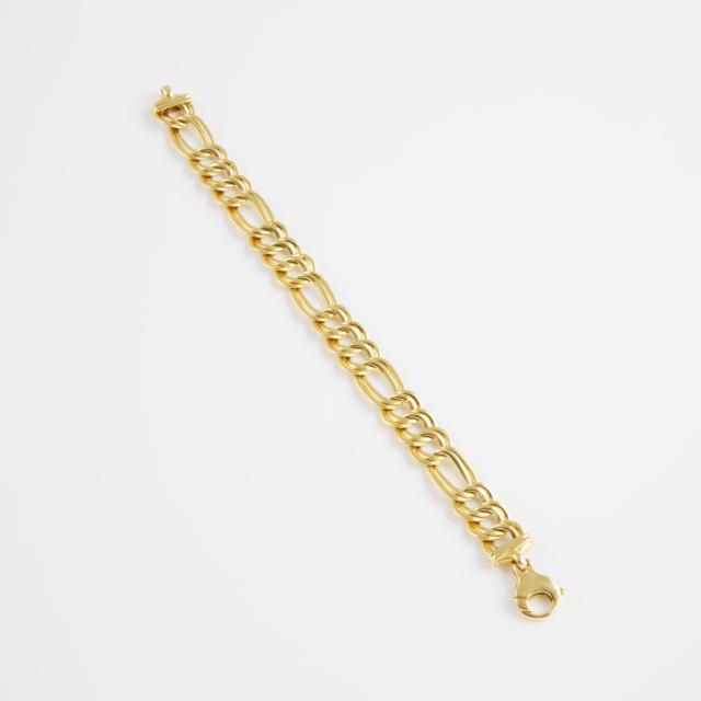 Italian 14k Yellow Gold Double Curb Link Bracelet 