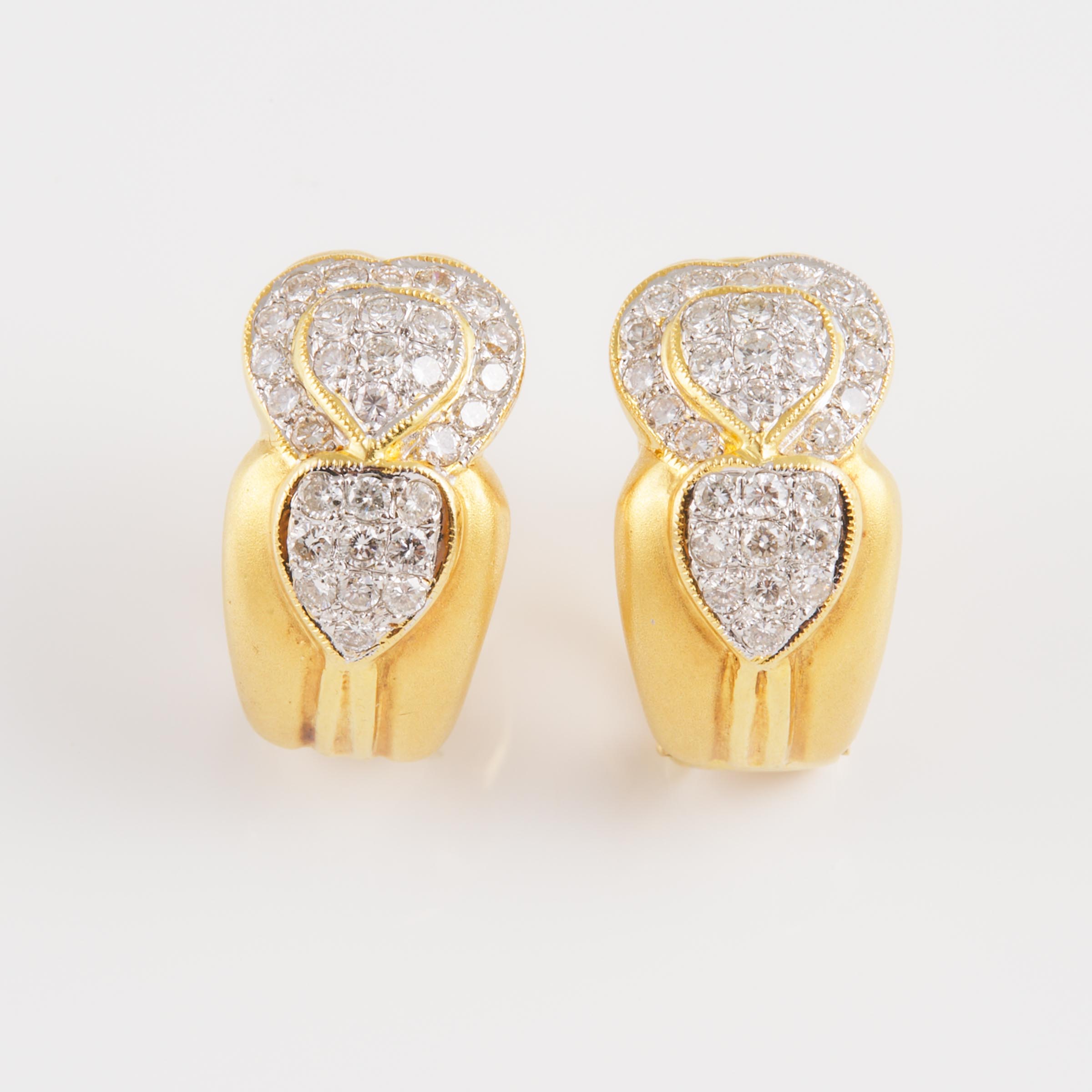 Pair Of 18k Yellow And White Gold Earrings