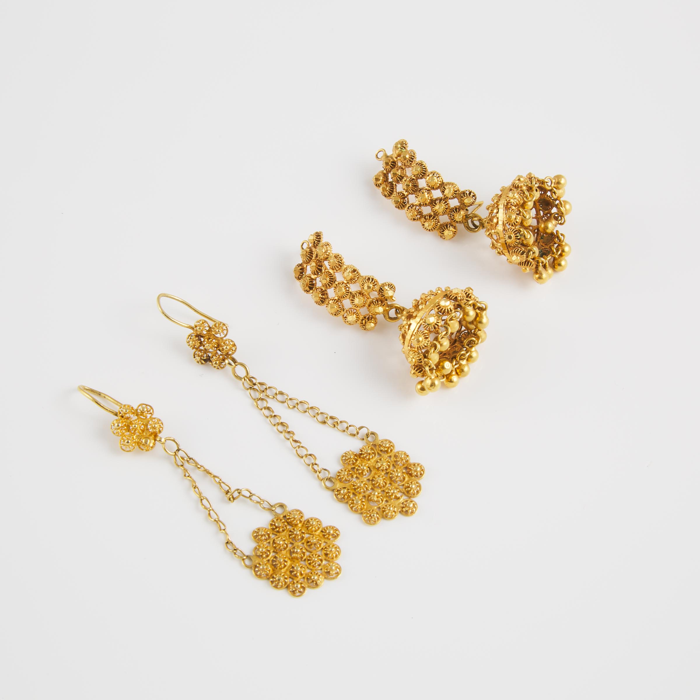 2 x 18k Yellow Gold Pairs Of Earrings