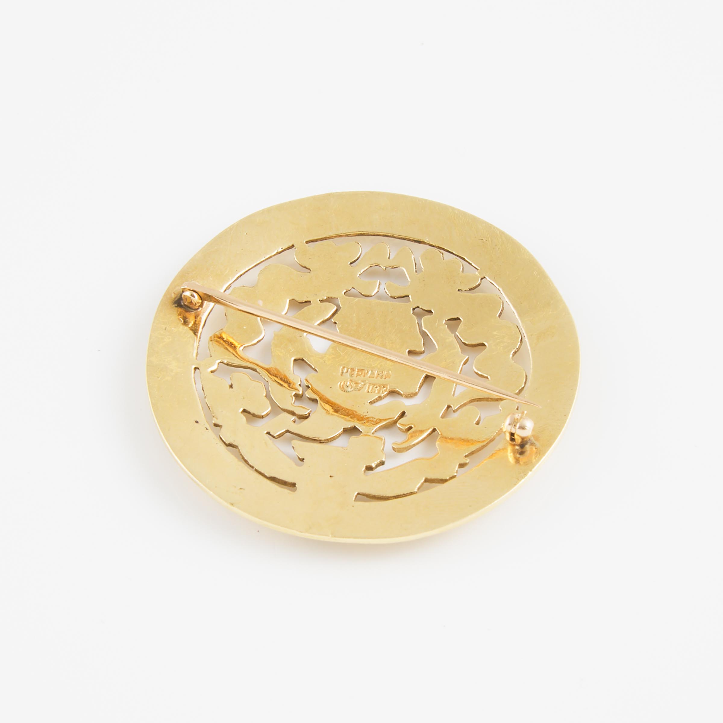 Pervana 18k Yellow Gold Circular Brooch