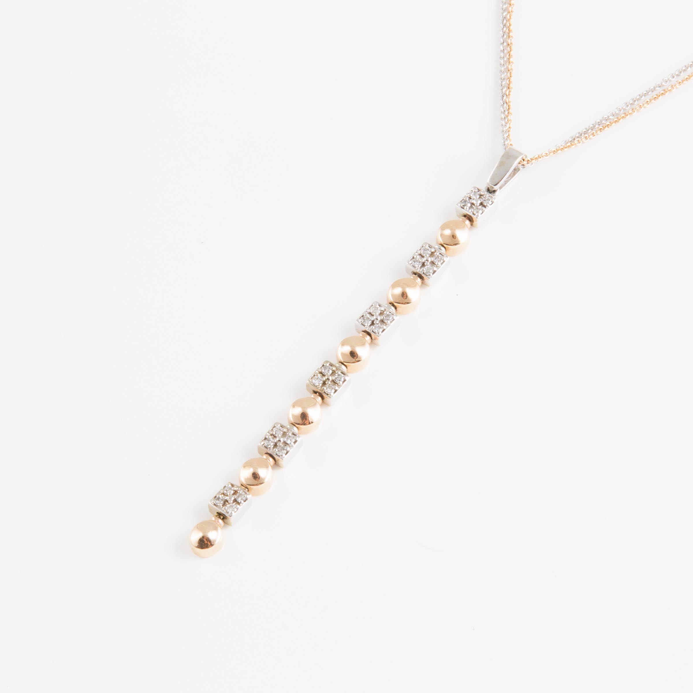 Italian 14k White And Rose Gold Necklace