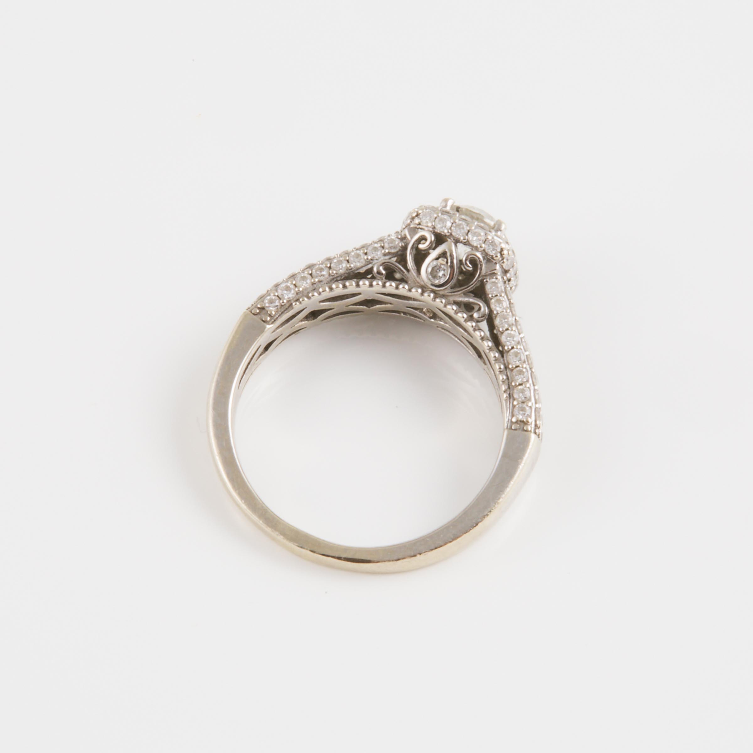 14k White Gold Filigree Engagement Ring