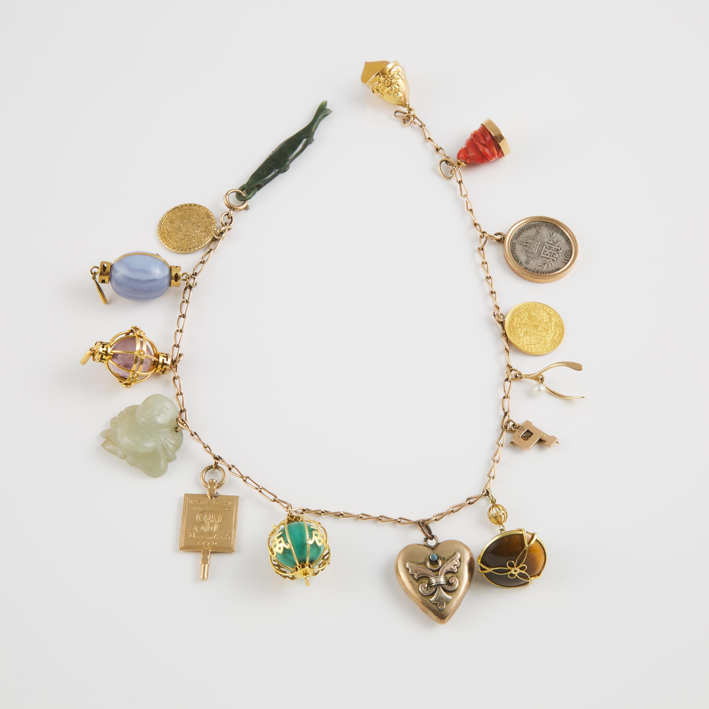 Gold-Filled And Yellow Gold Charm Necklace