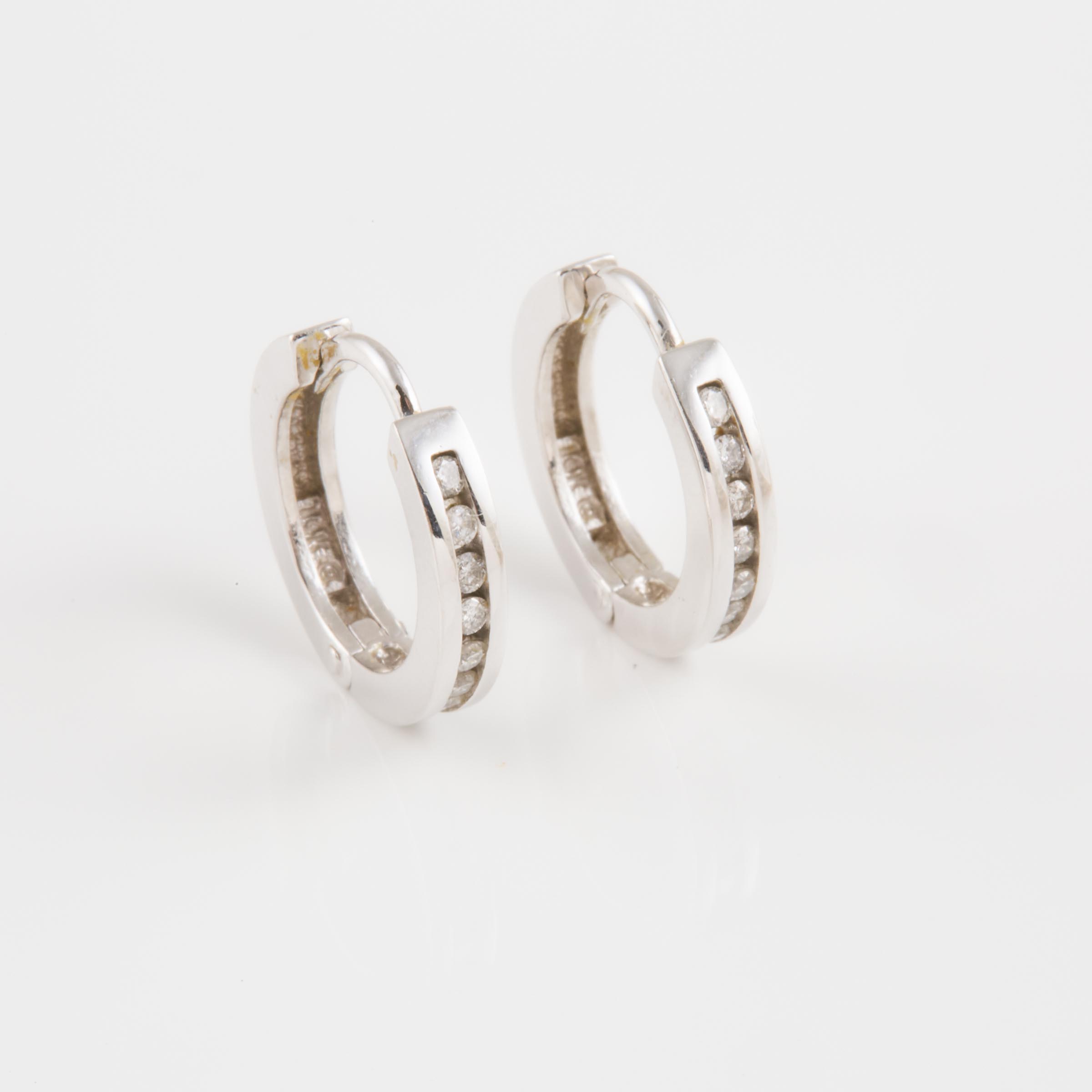 Pair Of 14k White Gold 'Huggie" Earrings