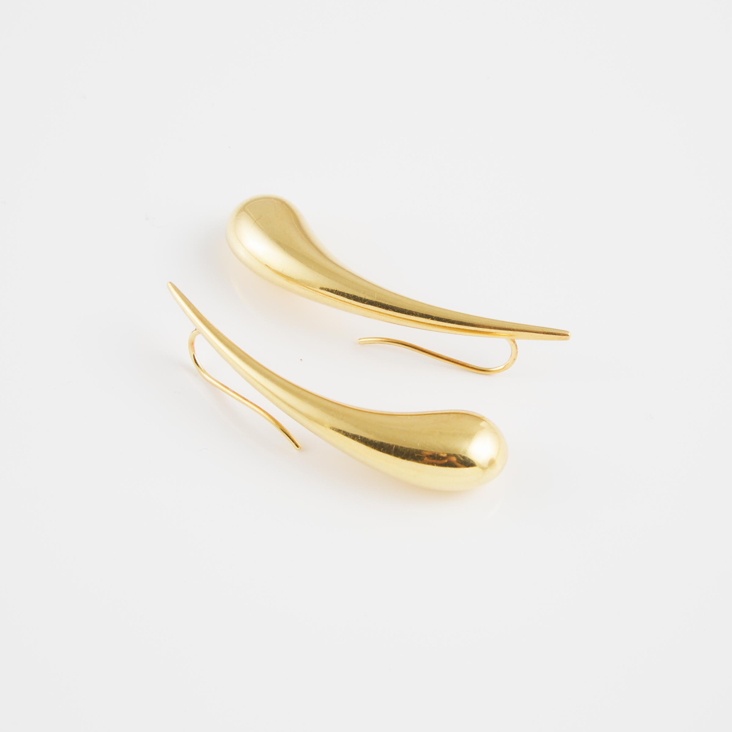 Pair Of Spanish Tiffany & Co Elsa Peretti 18k Yellow Gold Drop Earrings