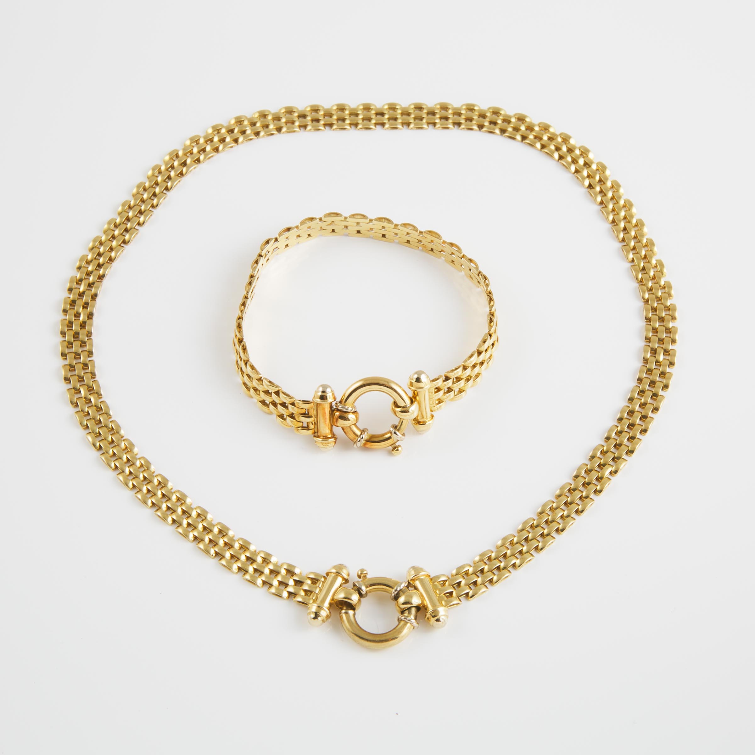 Italian 18k Yellow Gold Necklace And Matching Bracelet