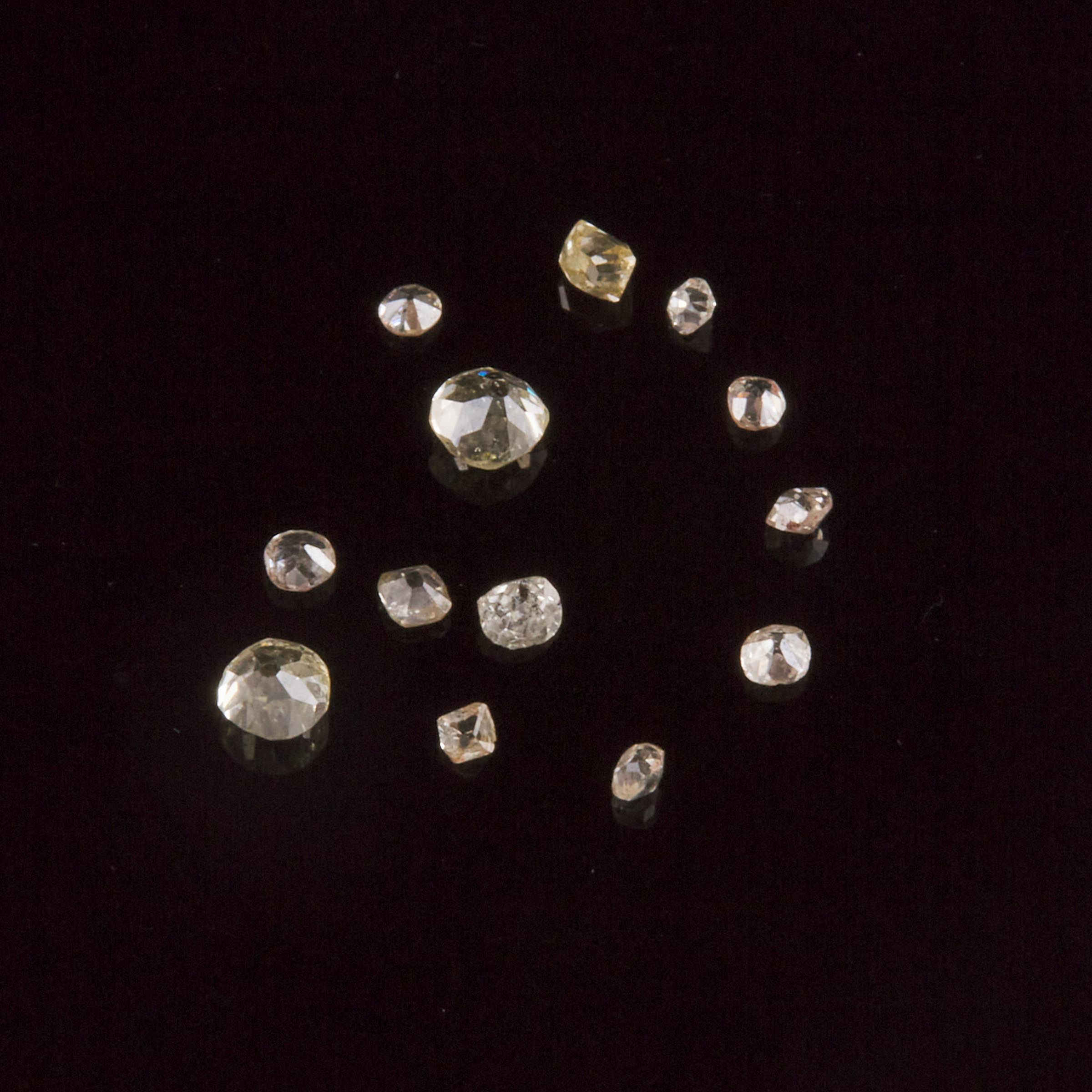 13 Various Unmounted Old Cut Diamonds