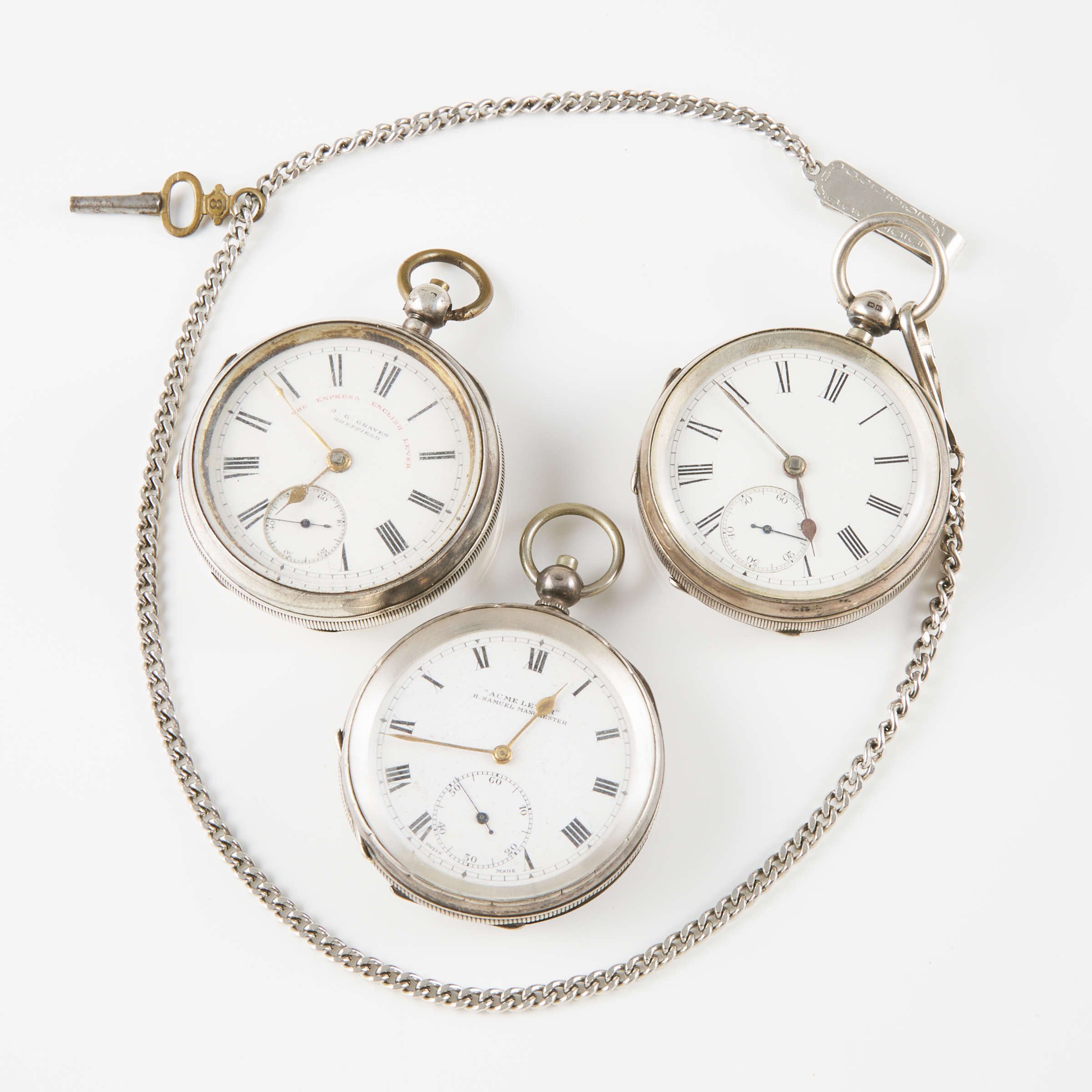3 Various Openface Key Wind Pocket Watches