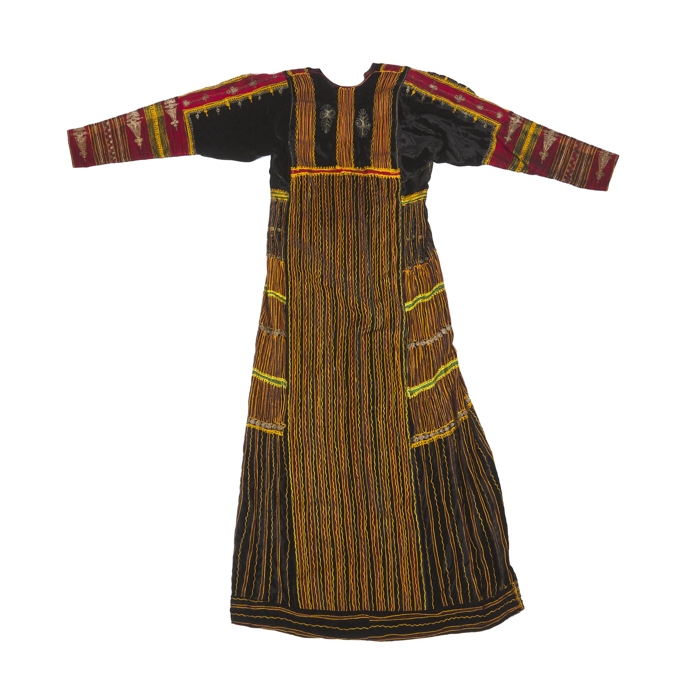 Central Asian Velvet Dress with silk and metallic threads, possibly Uzbek or Turkoman, mid 20th century