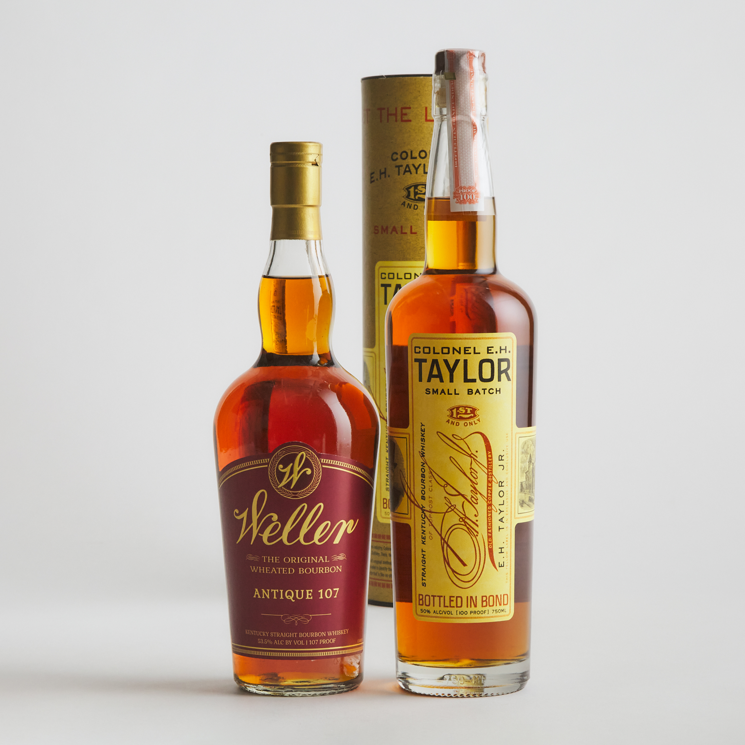 COLONEL E.H. TAYLOR JR. SMALL BATCH STRAIGHT KENTUCKY BOURBON WHISKEY (ONE 750 ML)
WELLER ANTIQUE 107 KENTUCKY STRAIGHT WHEATED BOURBON WHISKEY (ONE 750 ML)