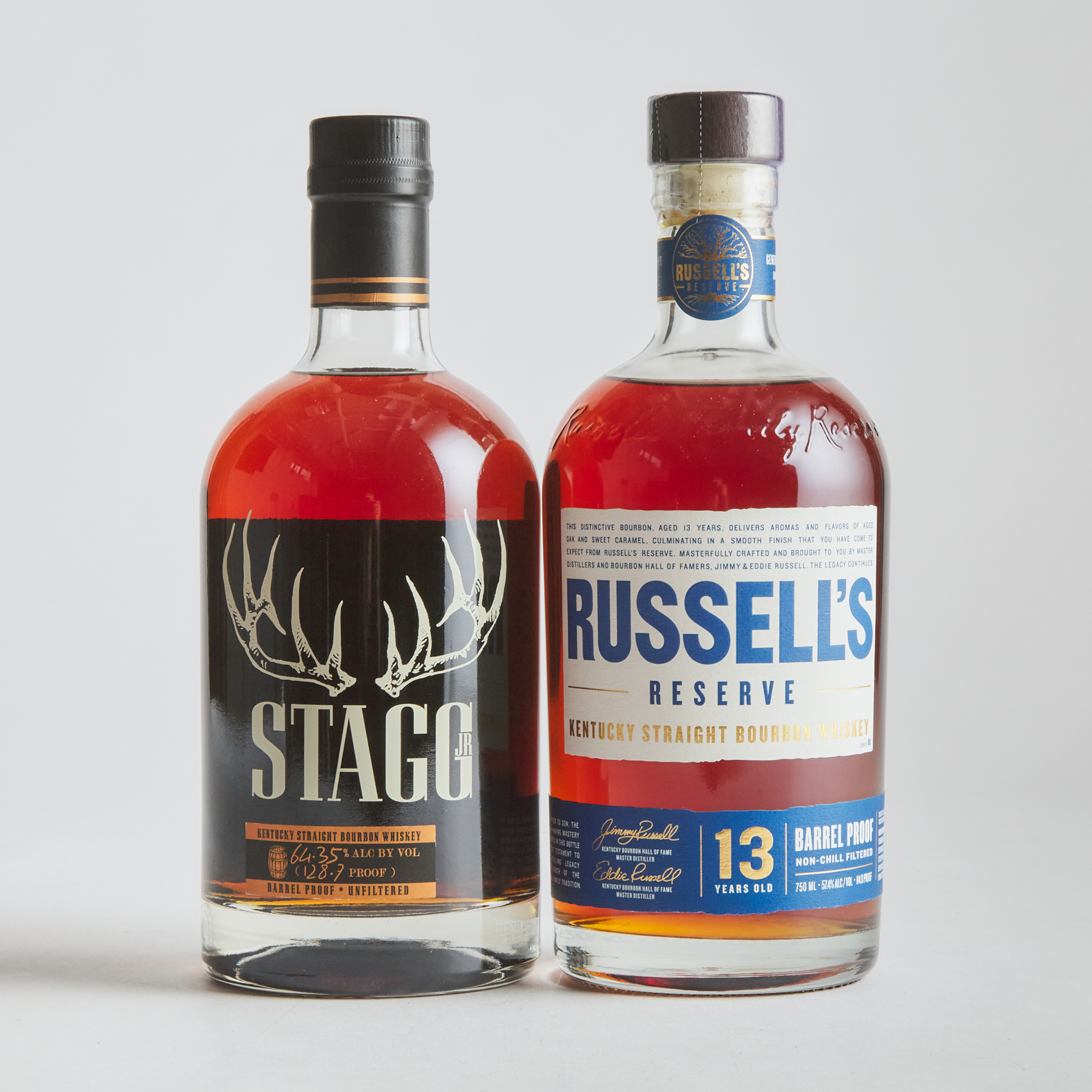 RUSSELL'S RESERVE STRAIGHT BOURBON WHISKEY 13 YEARS (ONE 750 ML)
STAGG JR. KENTUCKY STRAIGHT BOURBON WHISKEY (ONE 750 ML)