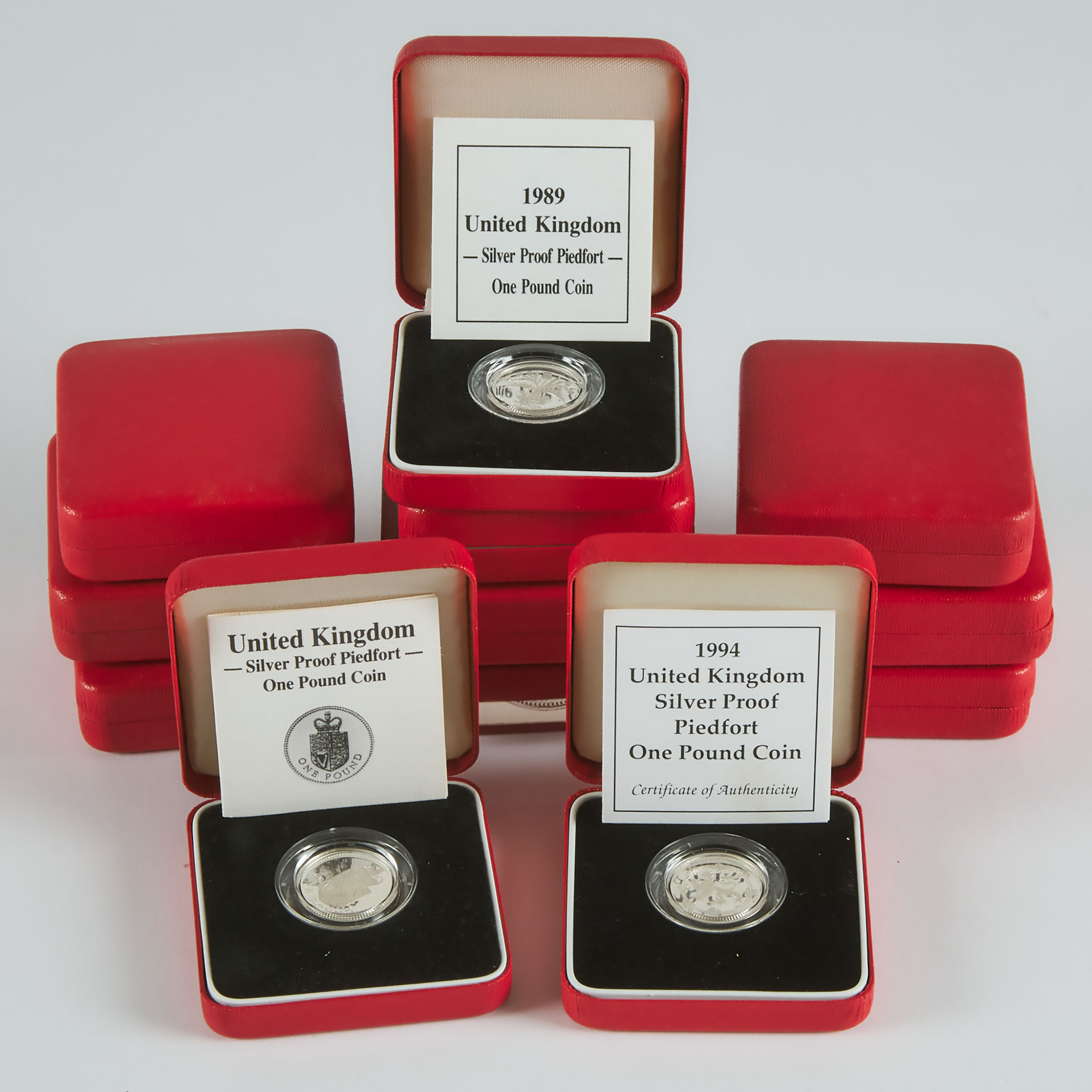 12 British Sterling Silver Proof One Pound Coins