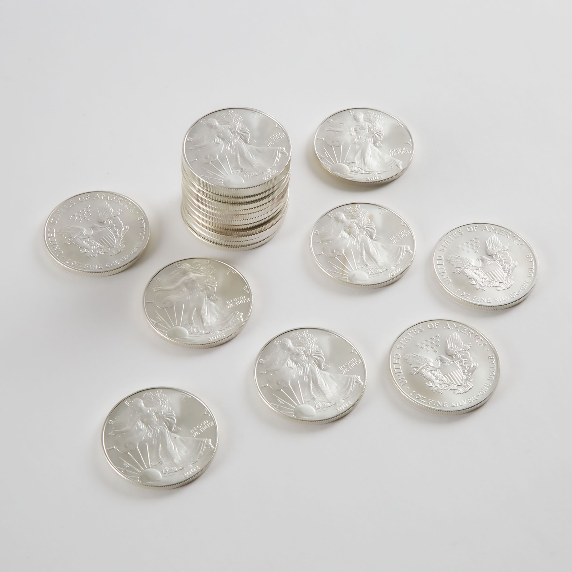 20 x American 2002 $1 Silver Eagle Coins