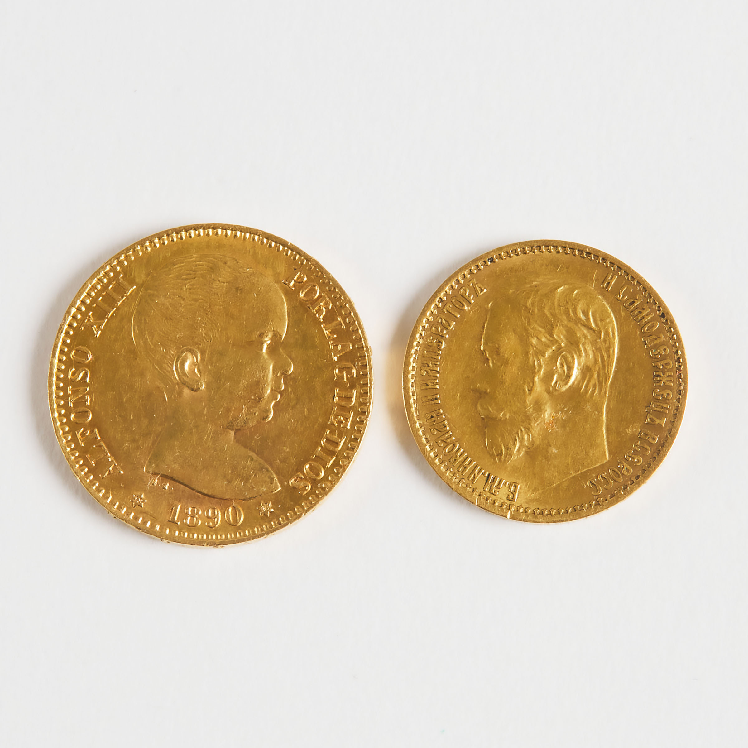 A Spanish and a Russian Gold Coin