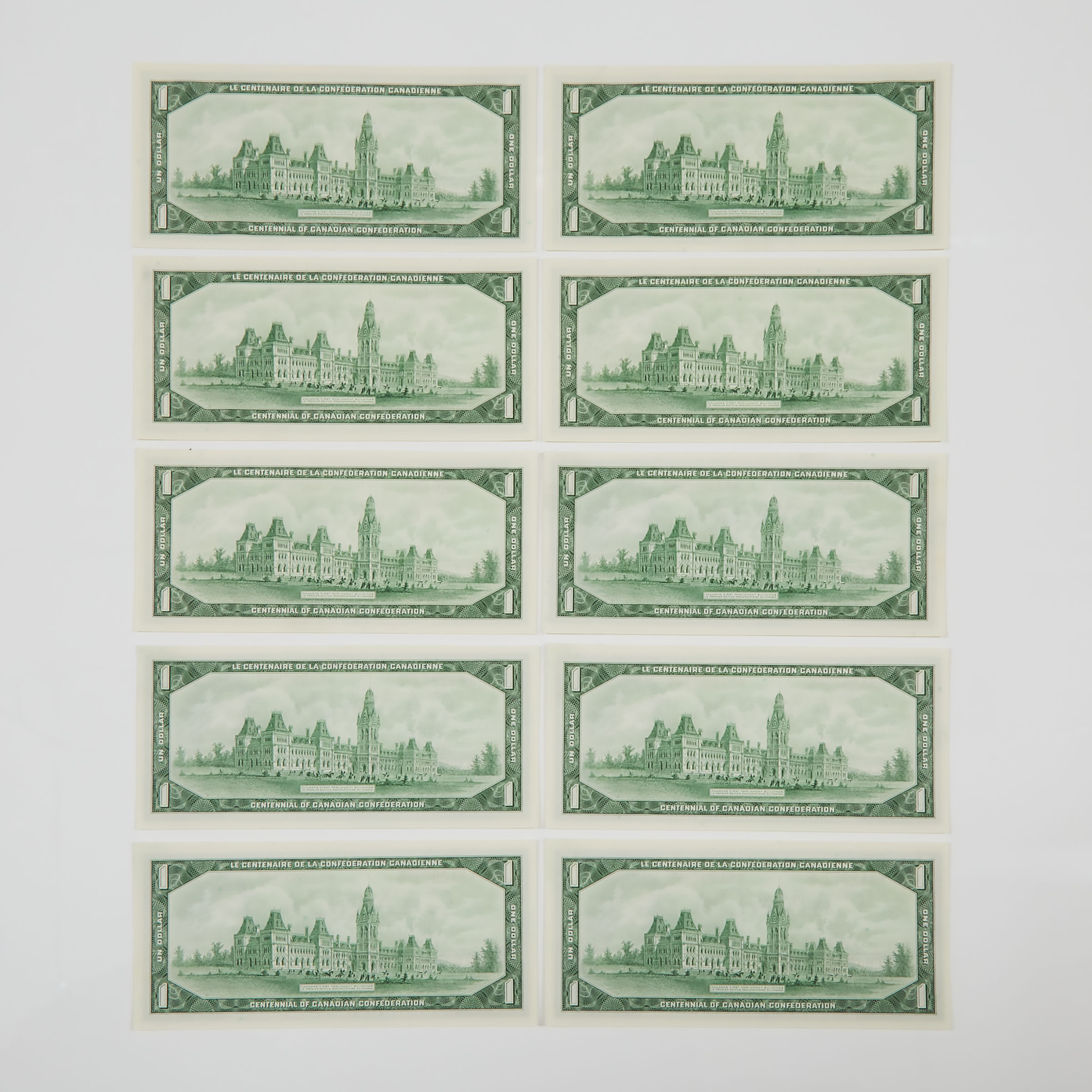 10 x Bank Of Canada 1967 $1 Banknotes