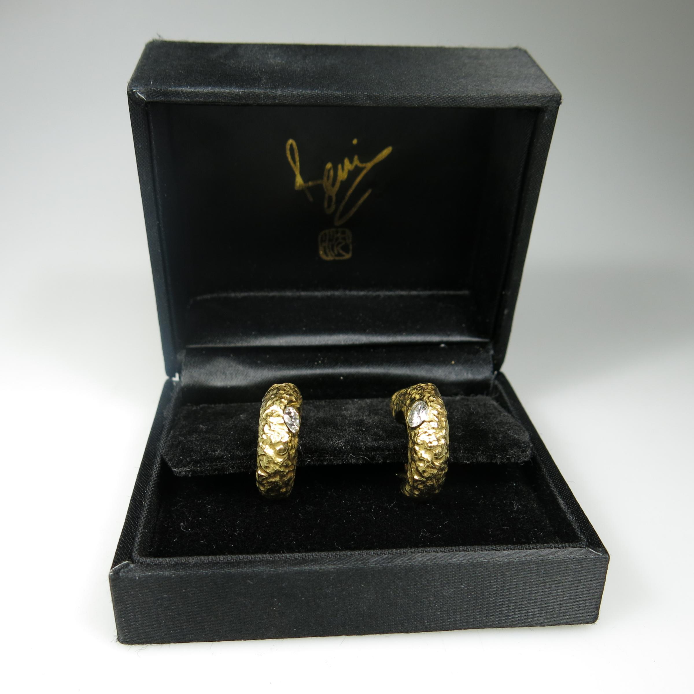 Pair Of Beni Sung 18k Yellow Gold Earrings