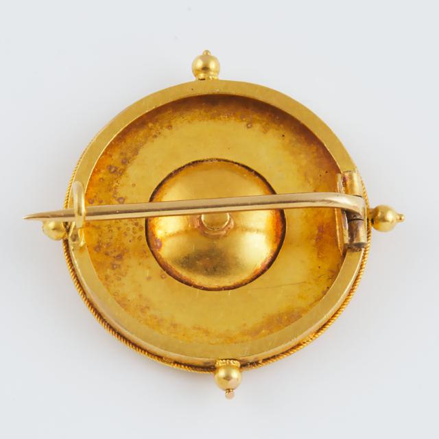 19th Century Etruscan Revival 18k Yellow Gold Brooch