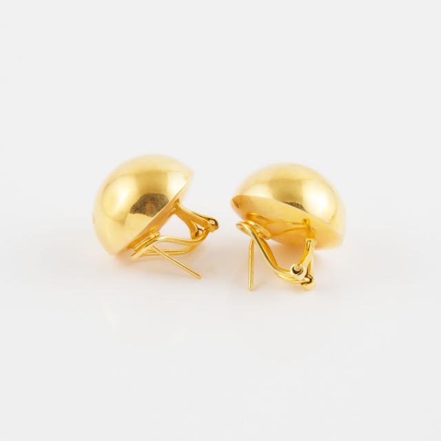 Pair Of 18k Yellow Gold Dome Earrings