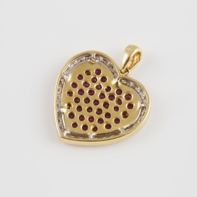 14k Yellow And White Gold Heart Pendant
