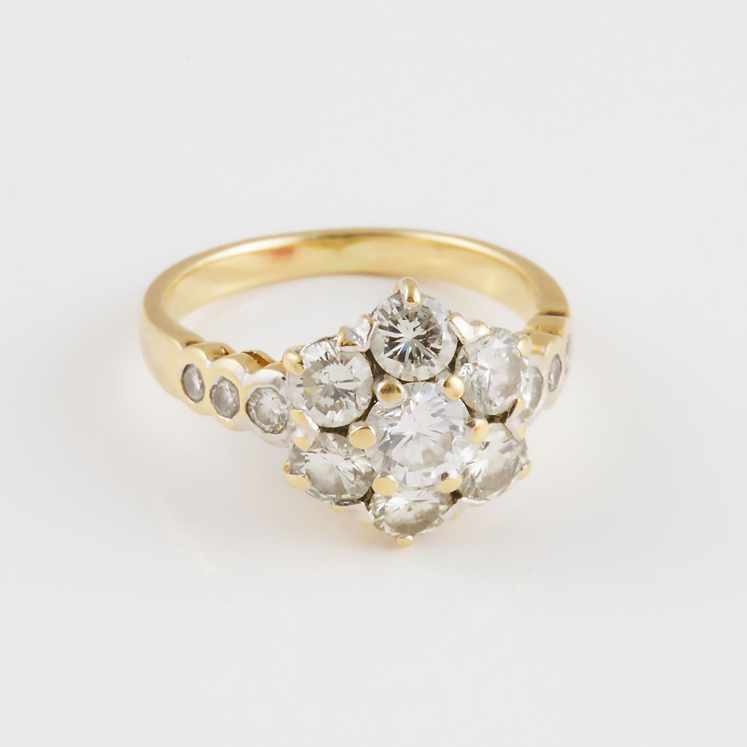 18k Yellow And White Gold Cluster Ring
