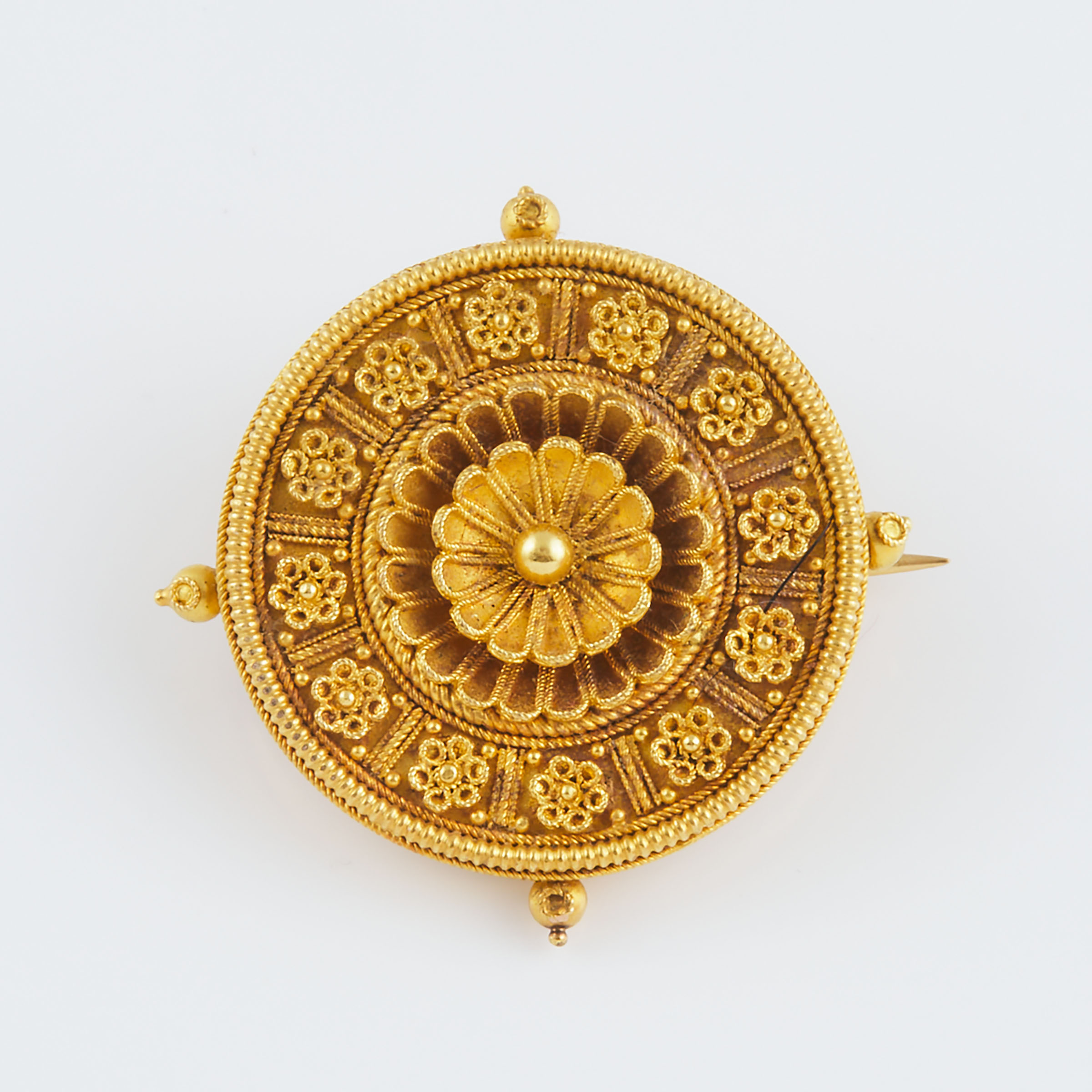 19th Century Etruscan Revival 18k Yellow Gold Brooch