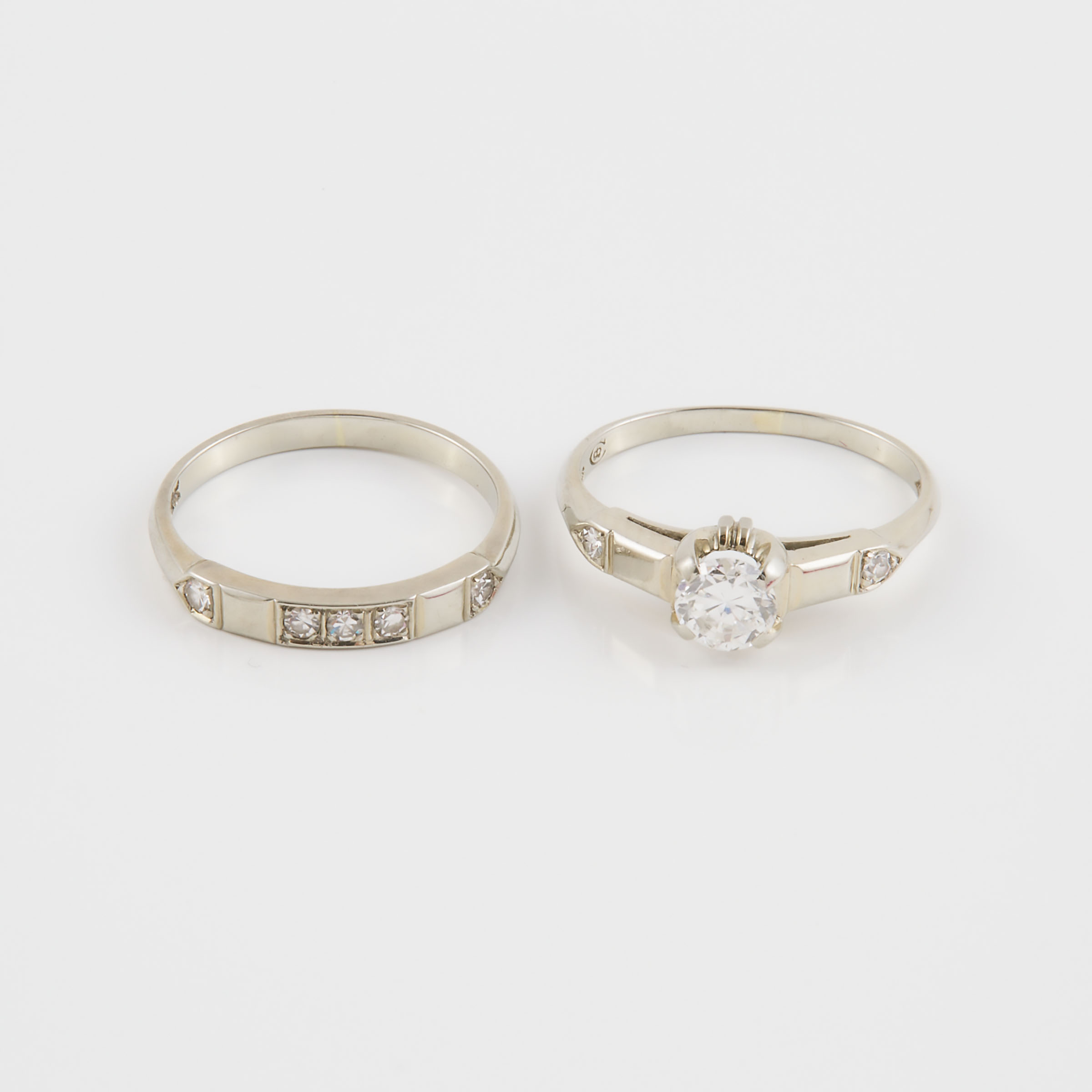 Birks 18k White Gold Engagement/Wedding Ring Suite