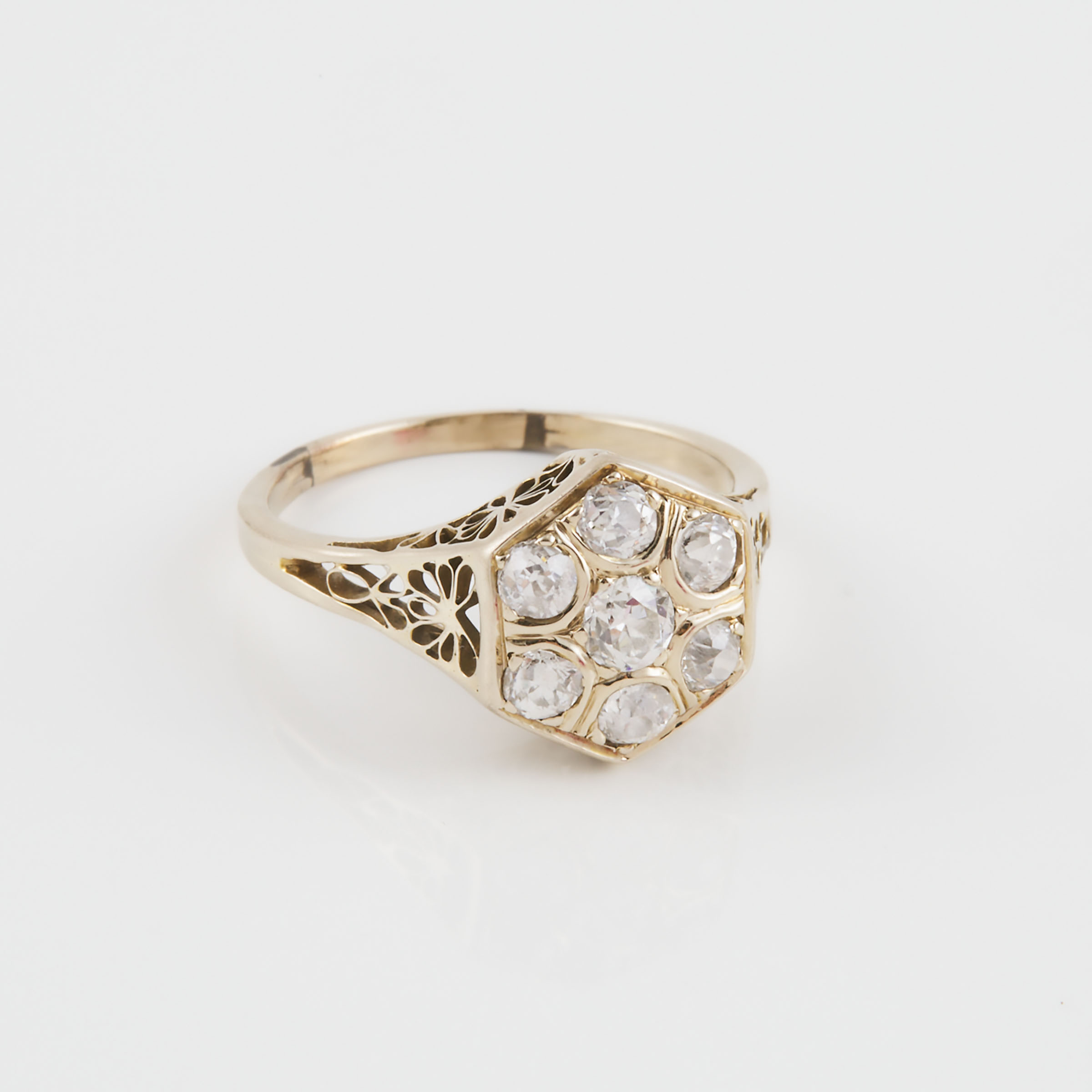 14k Yellow Gold And White Gold Filigree Ring