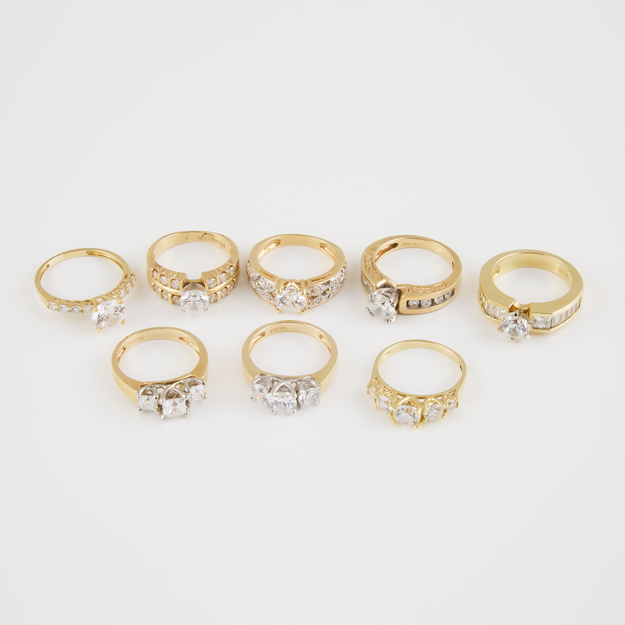 8 x 14k Yellow And White Gold Rings