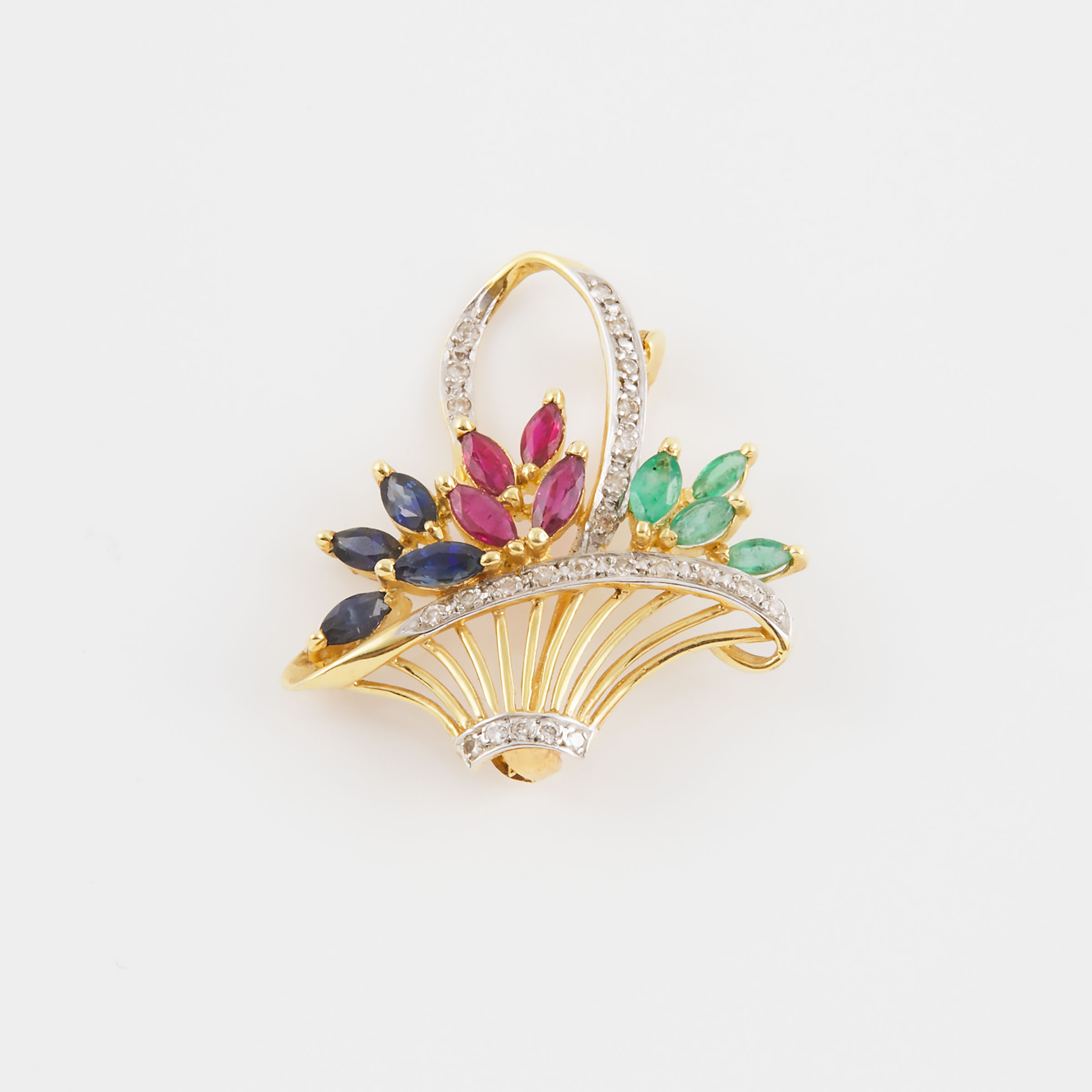 18k Yellow And White Gold Brooch