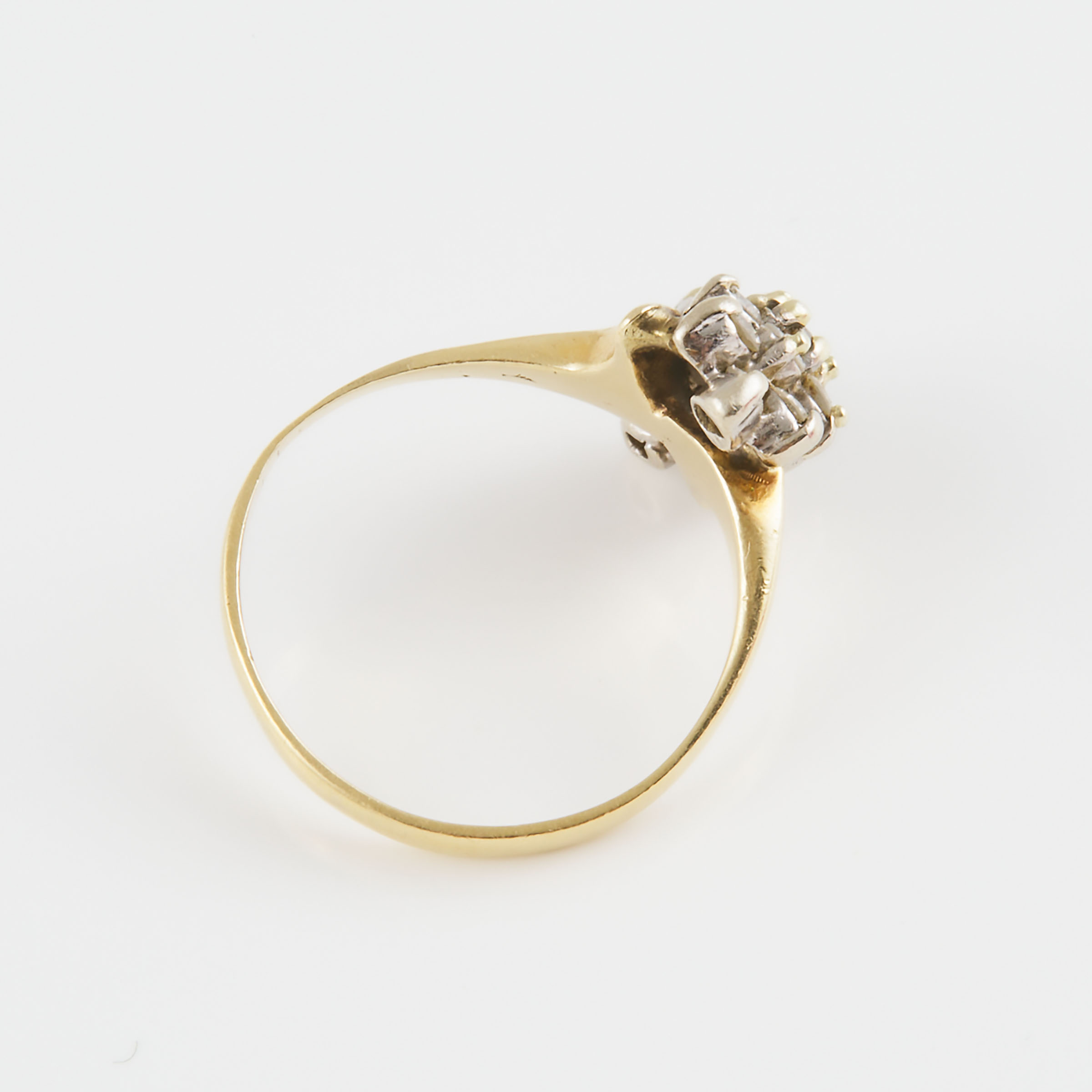 14k Yellow And White Gold Cluster Ring 
