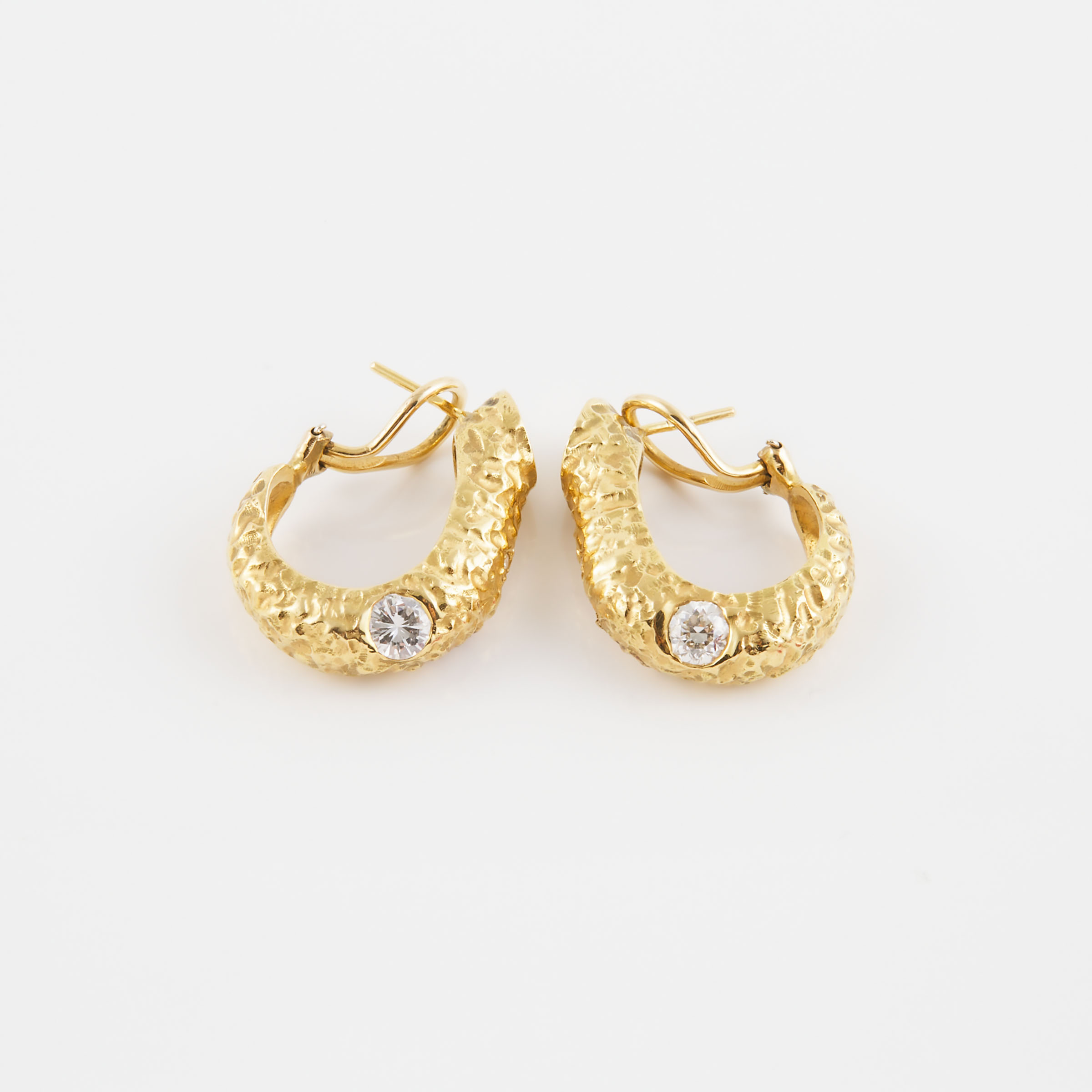 Pair Of Beni Sung 18k Yellow Gold Earrings